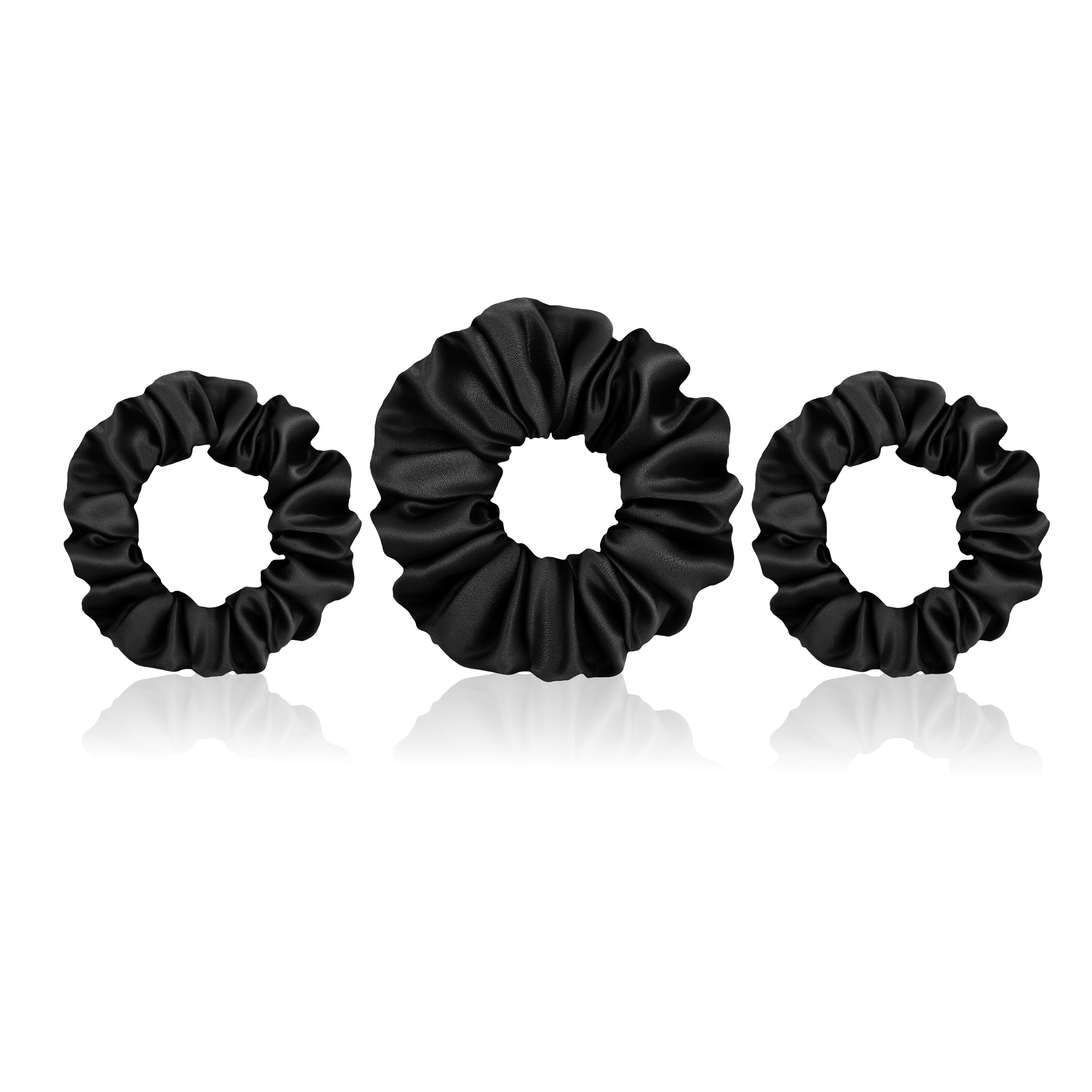 Black silk scrunchies essential set