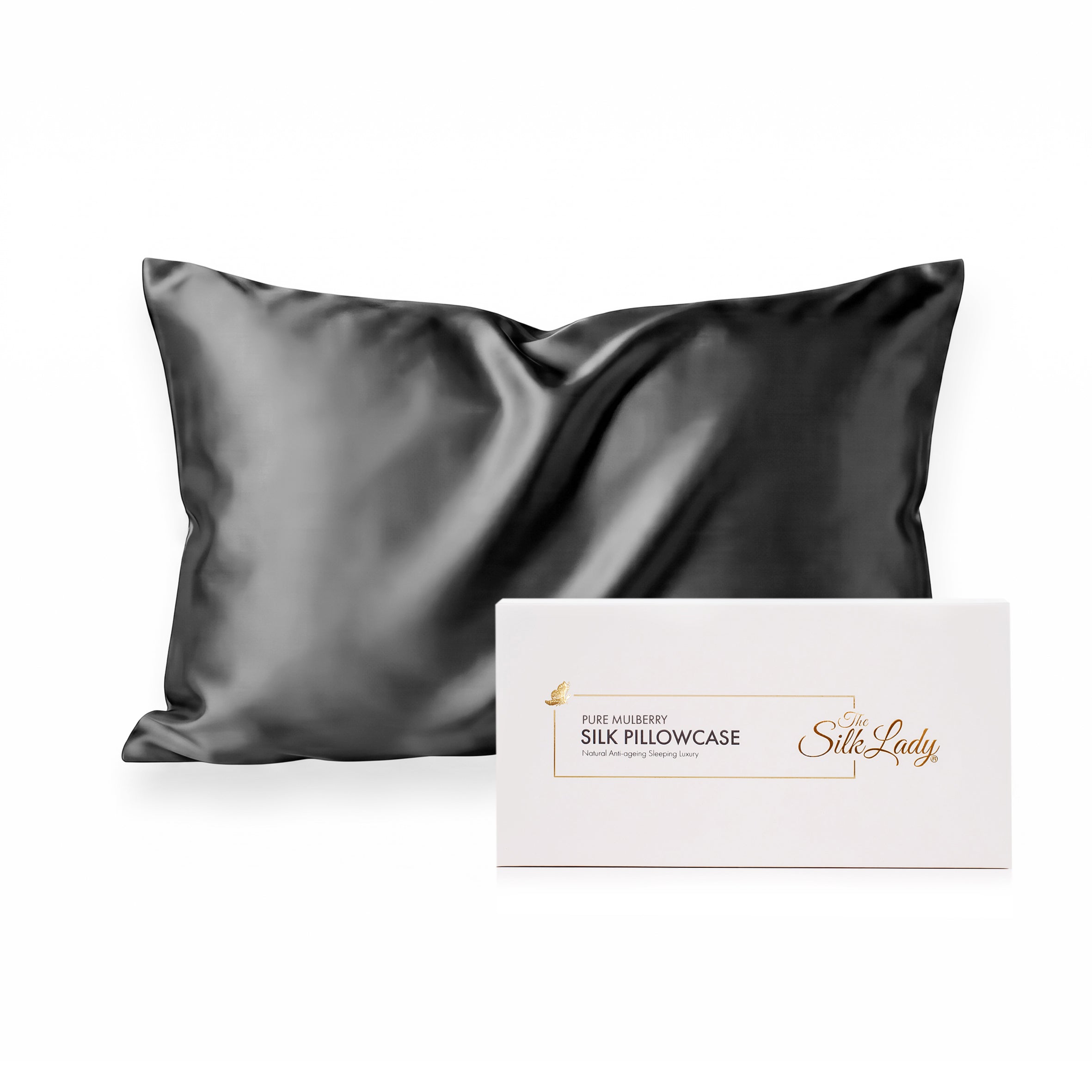 Pure Silk Pillowcase 22 Momme - Charcoal-Grey