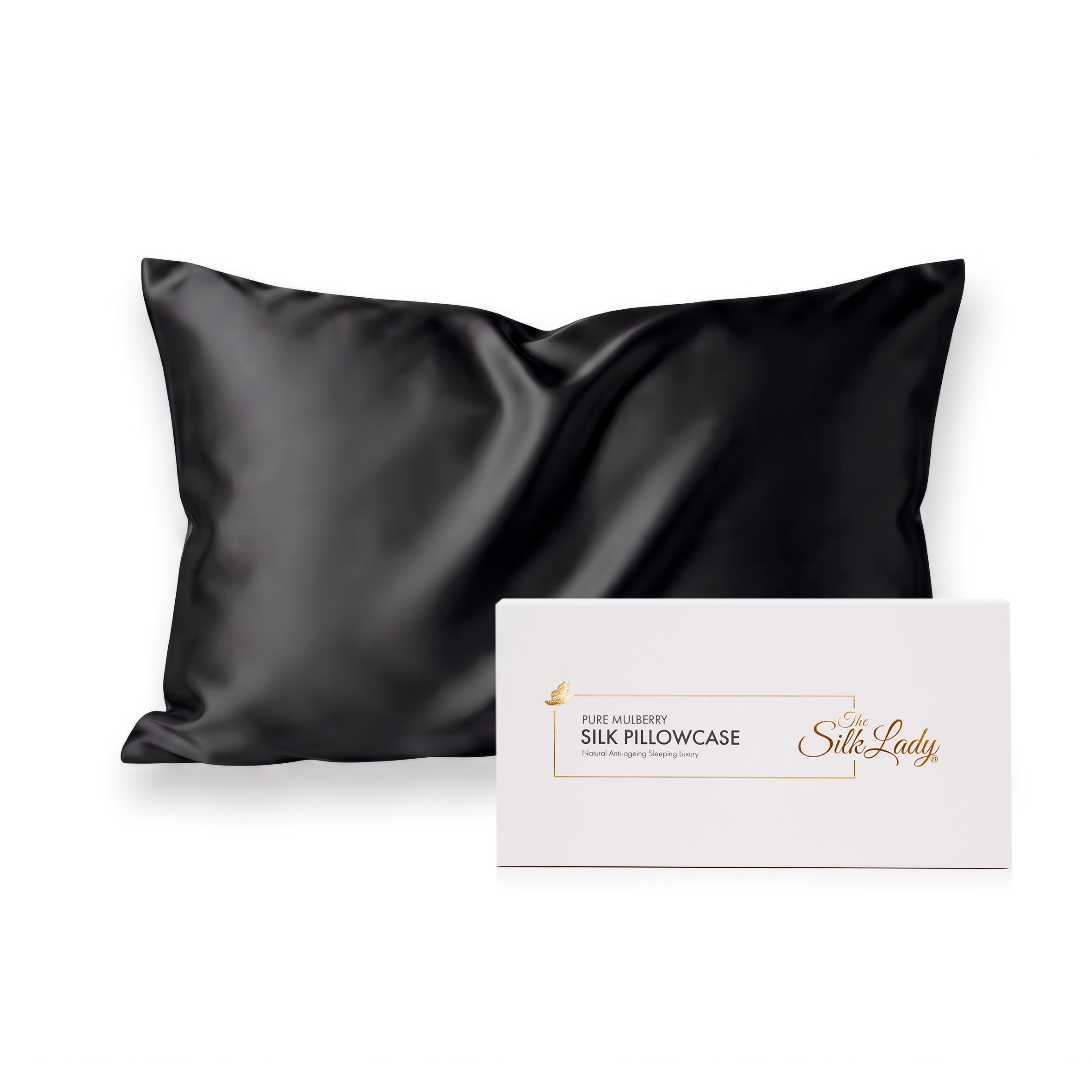 Pure Silk Pillowcase 22 Momme - Moody Black