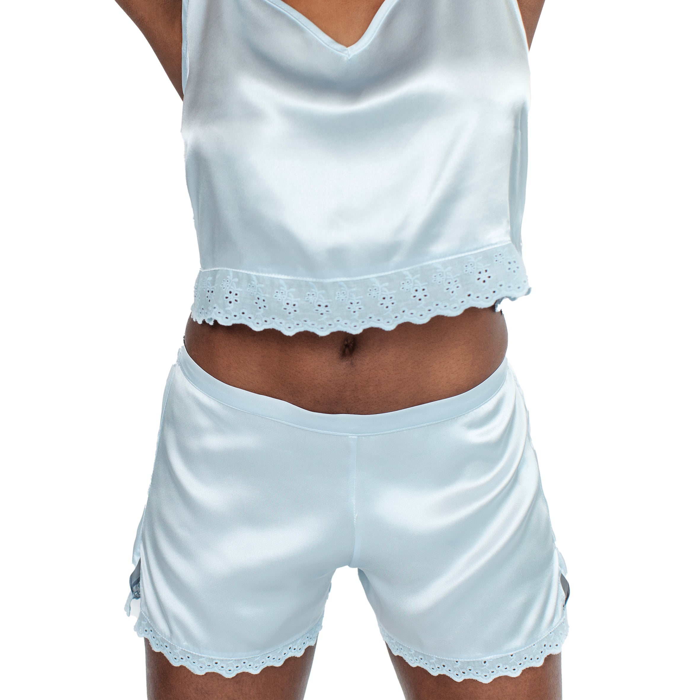 Silk Sleeping Set + Cotton Lace Sky Blue