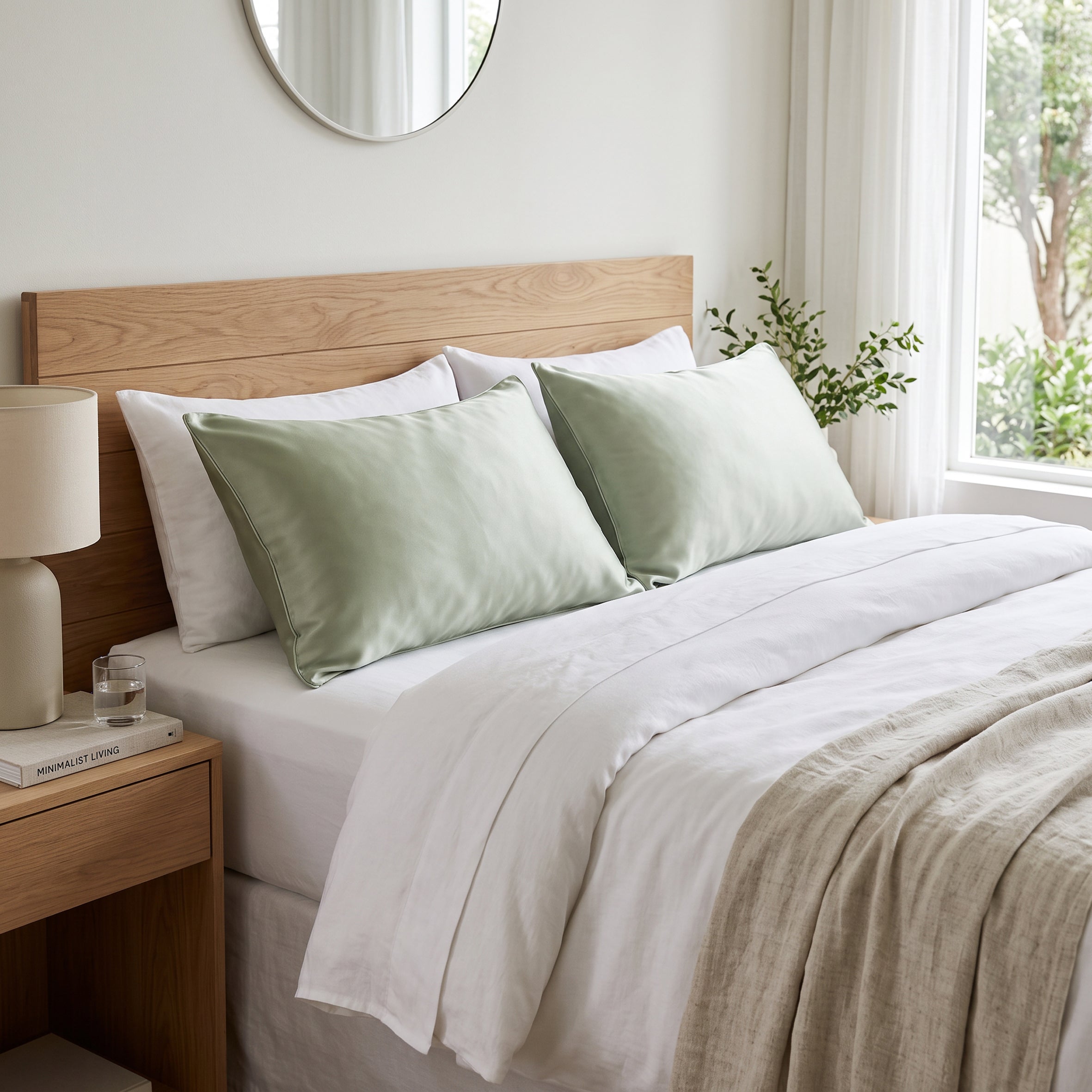 Pure Silk Pillowcase 22 Momme - Pastel Sage