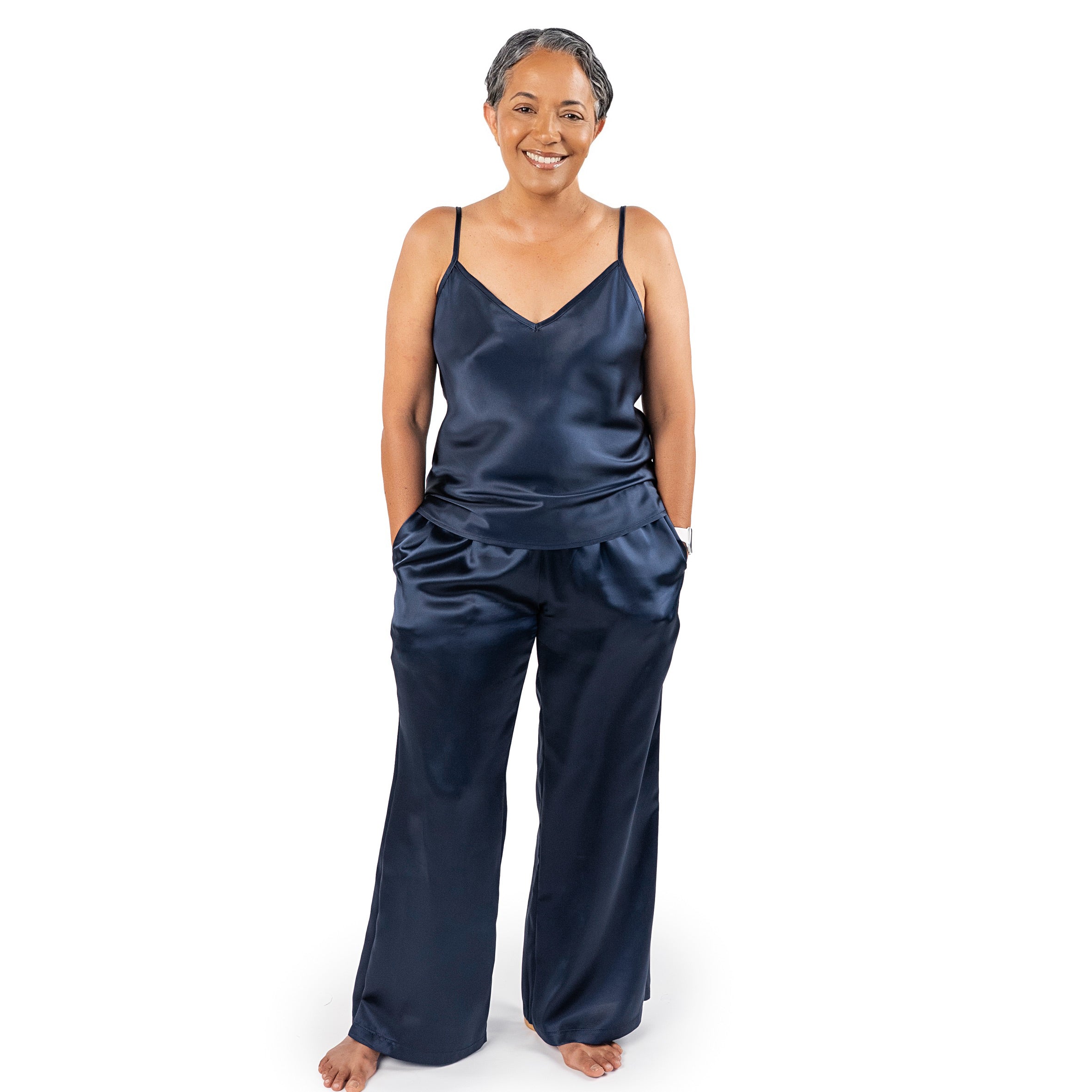 Ladies Summer Long Pjs - navy blue