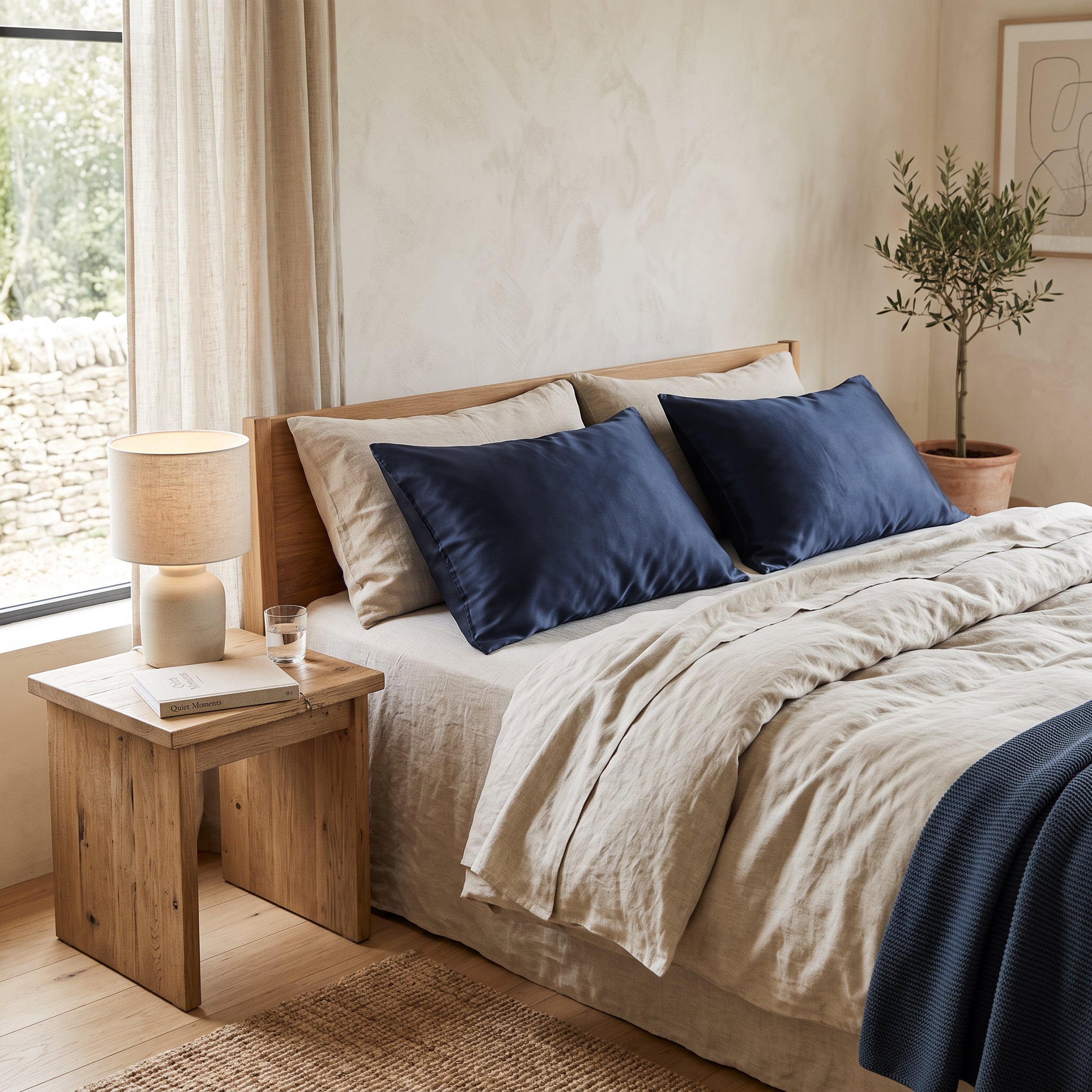 Pure Silk Pillowcase 22 Momme - Navy Blue