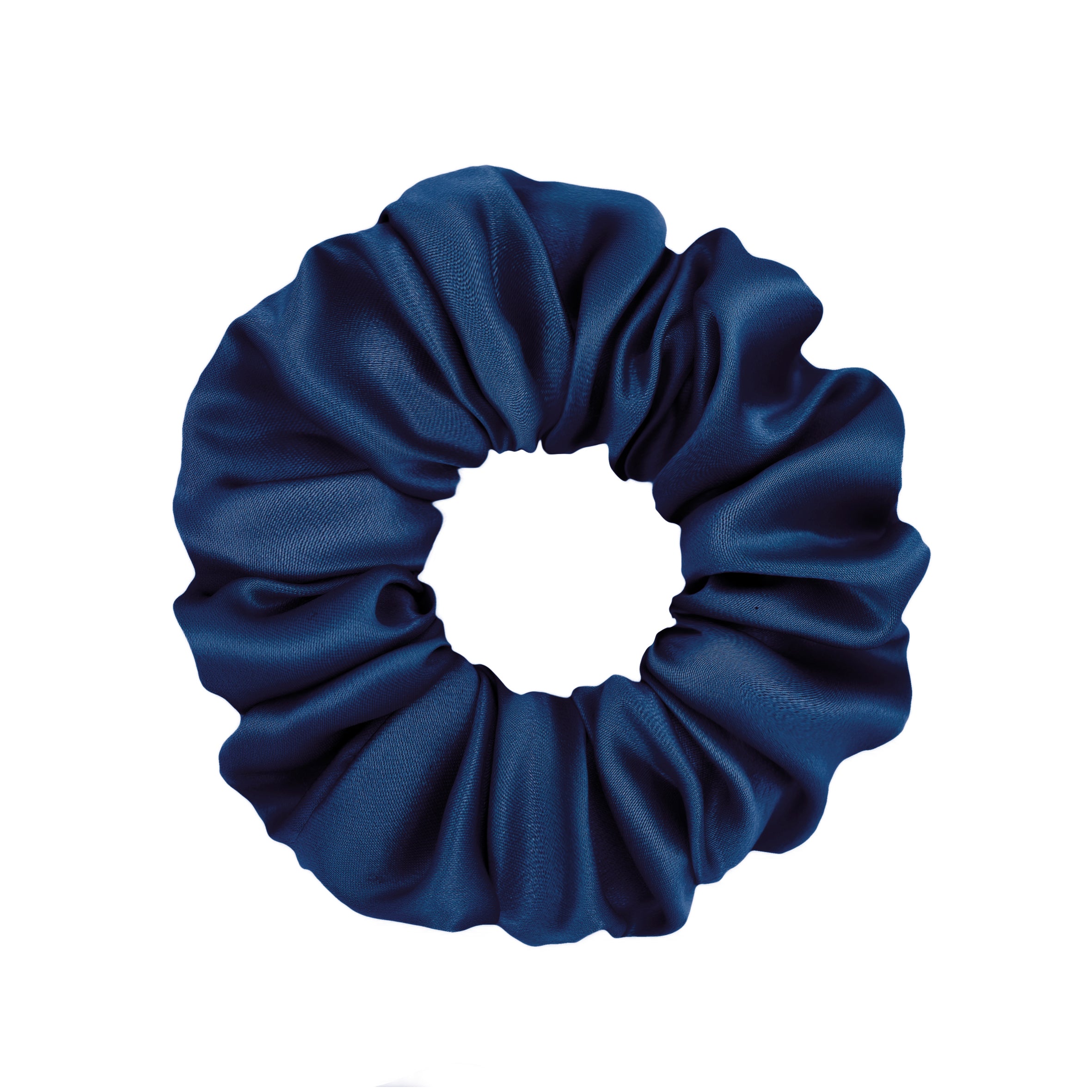 Navy-blue silk scrunchies essential set