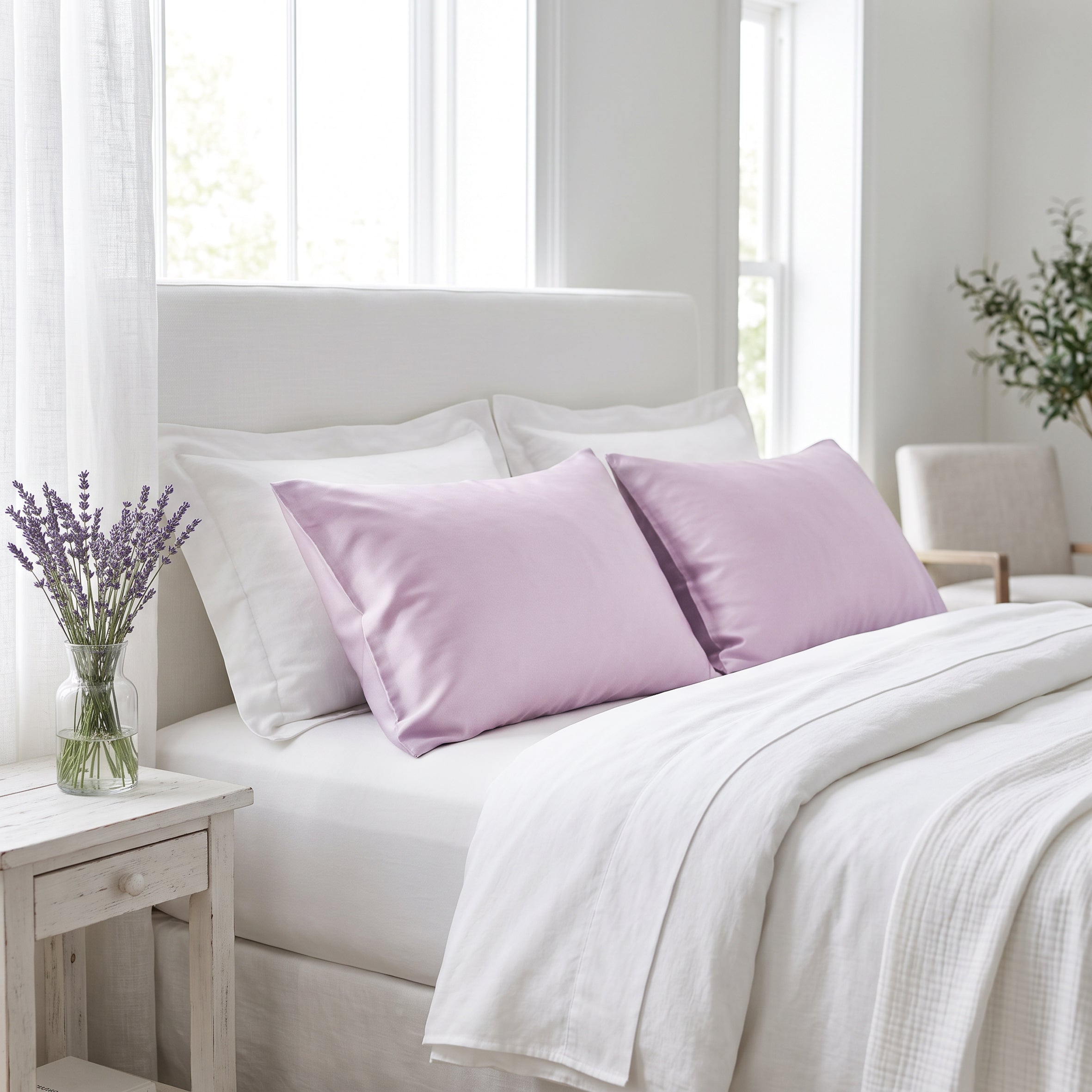 Pure Silk Pillowcase 22 Momme - Lilac Mist