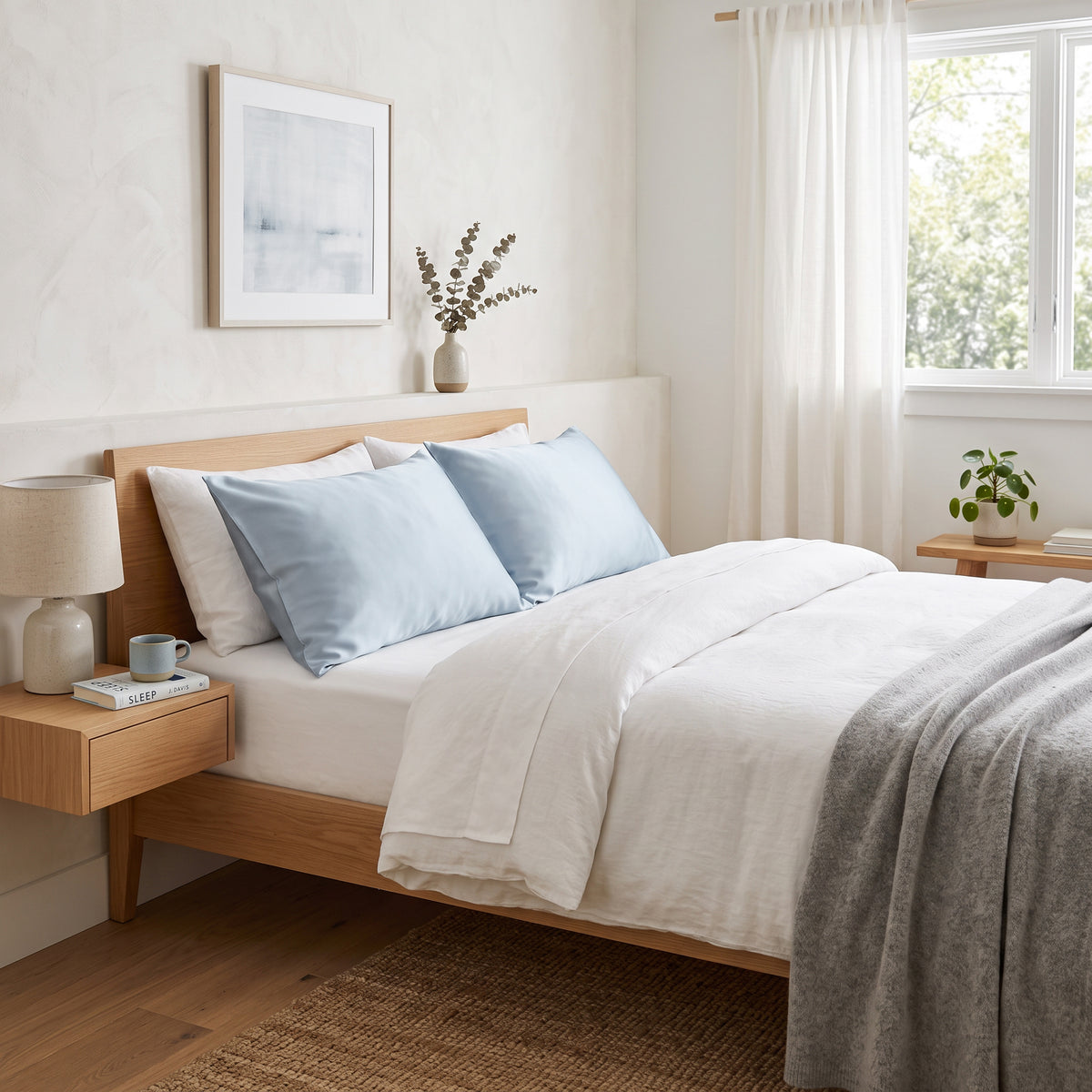 Pure Silk Pillowcase 22 Momme - Sky Blue