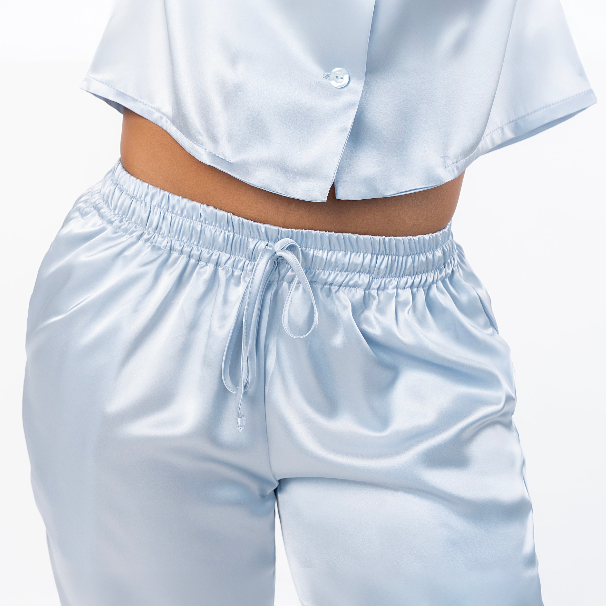 Ladies summer long Pjs - sky-blue