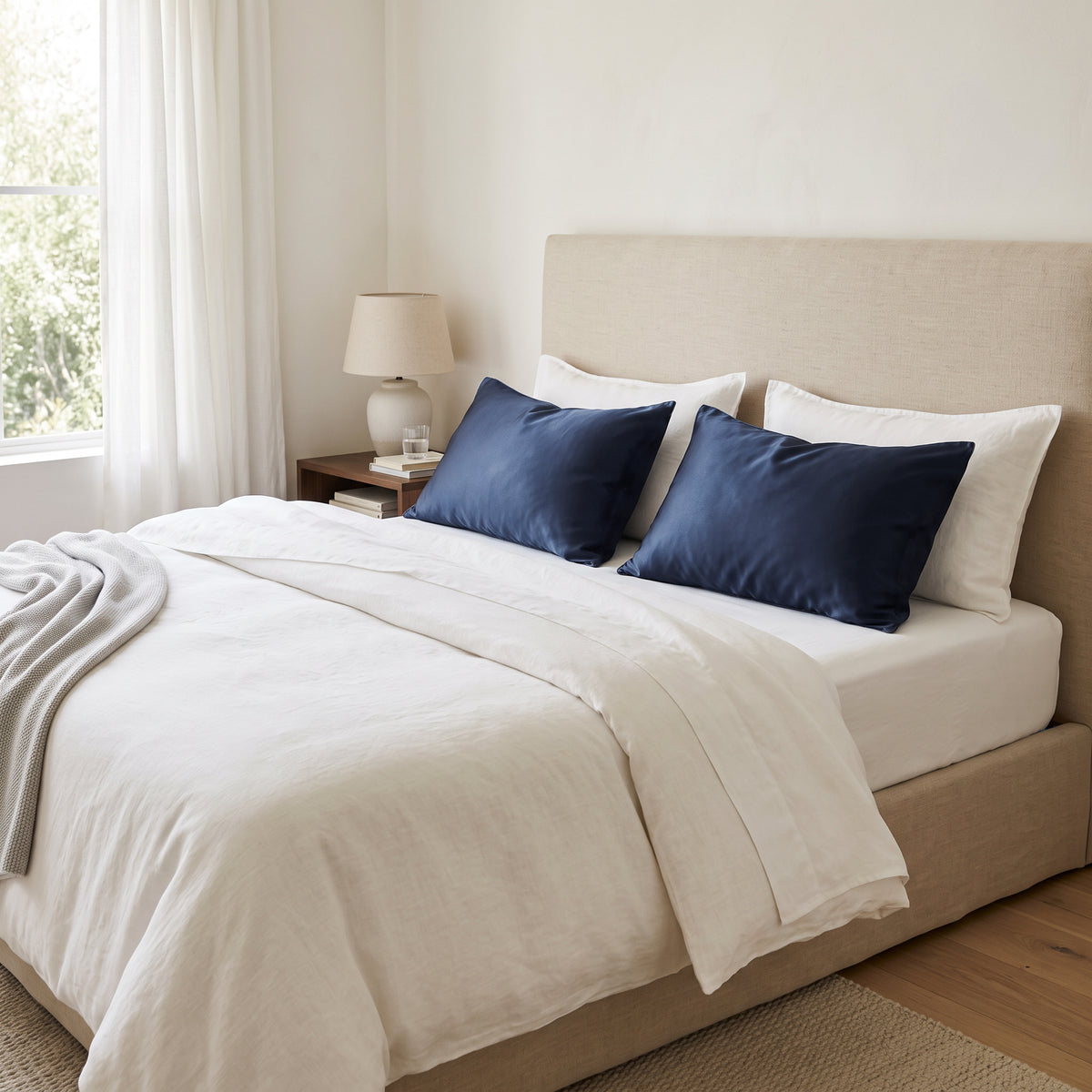 Pure Silk Pillowcase 22 Momme - Navy Blue