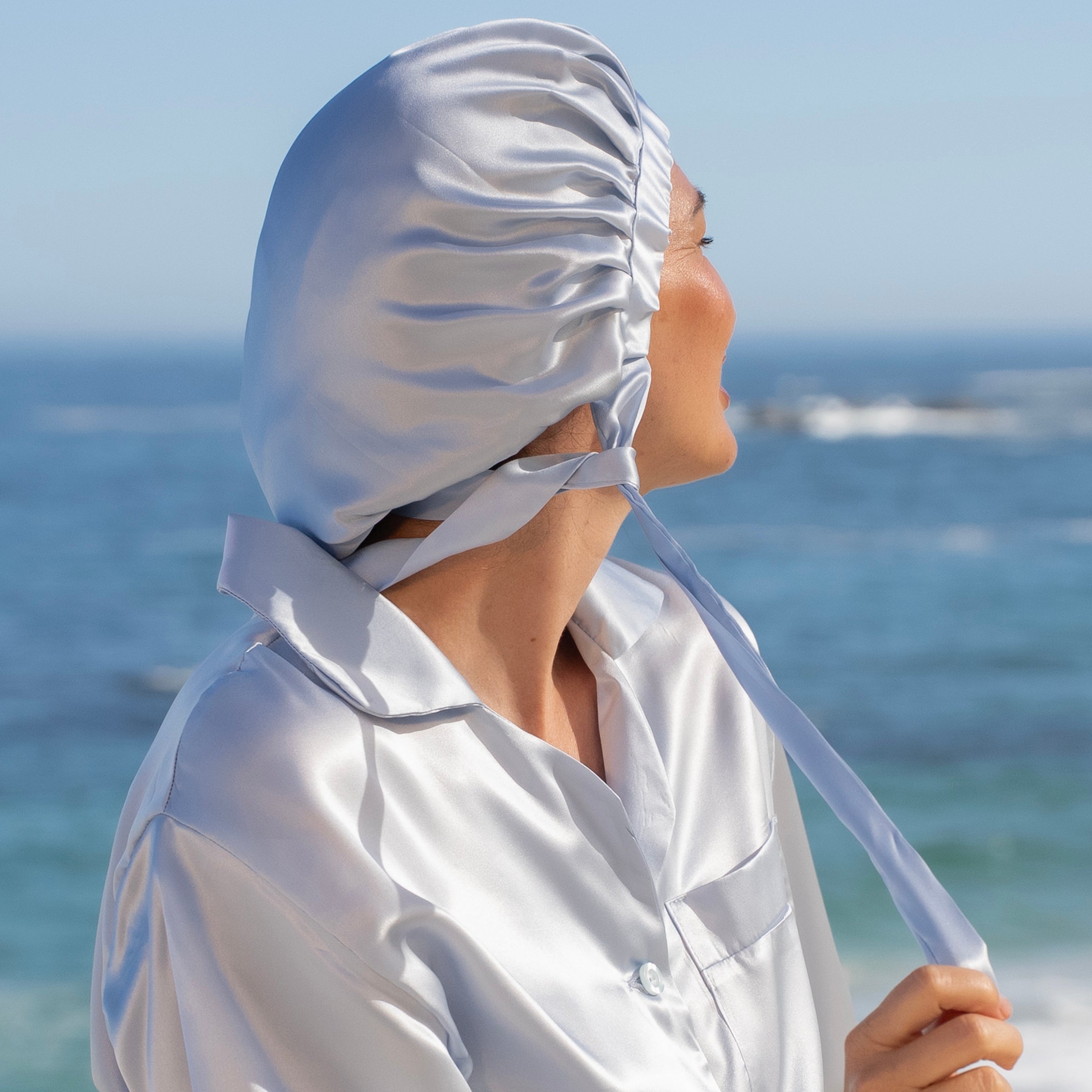 Pure Silk Bonnet - Sky Blue