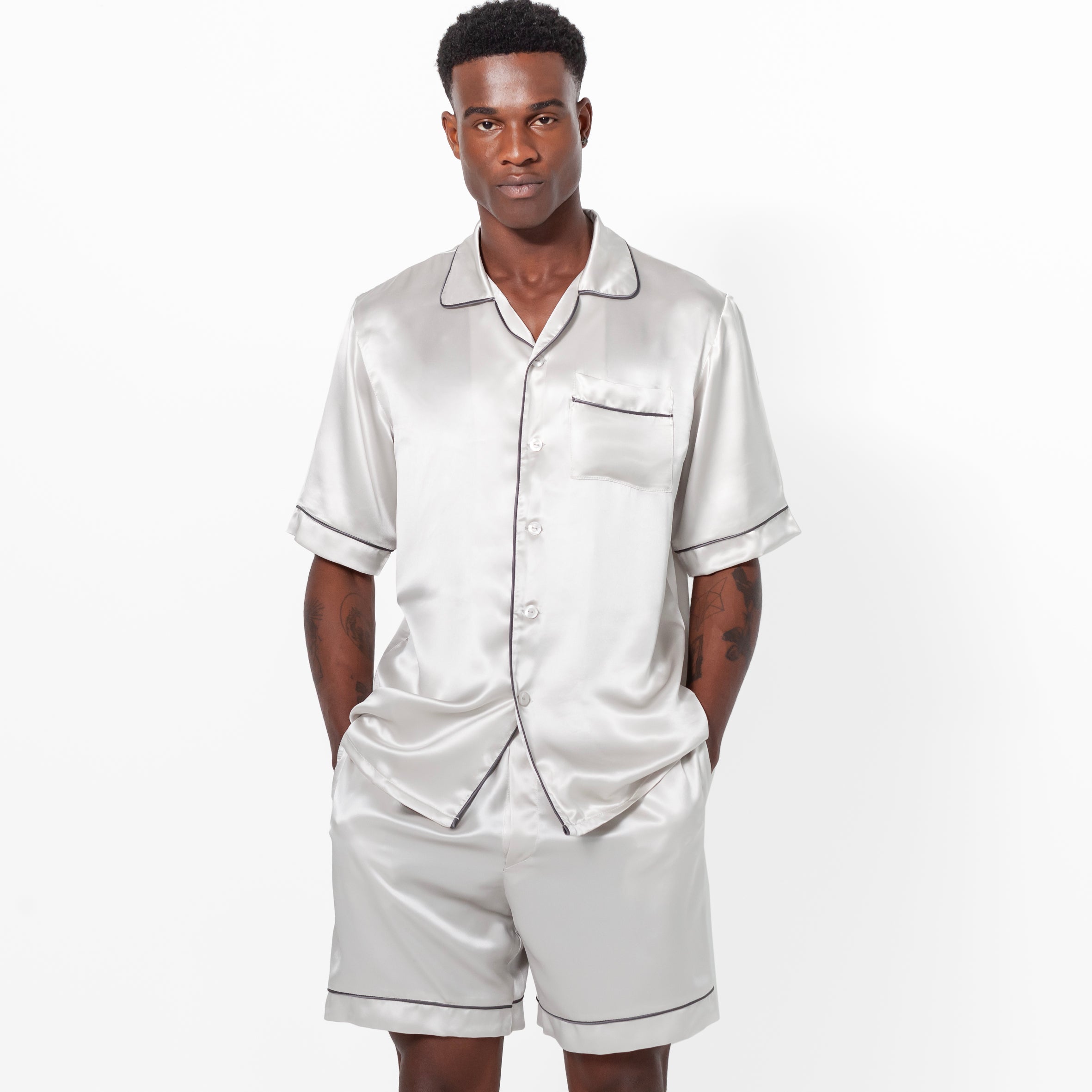 Gentleman Silk Summer PJ's - Silver