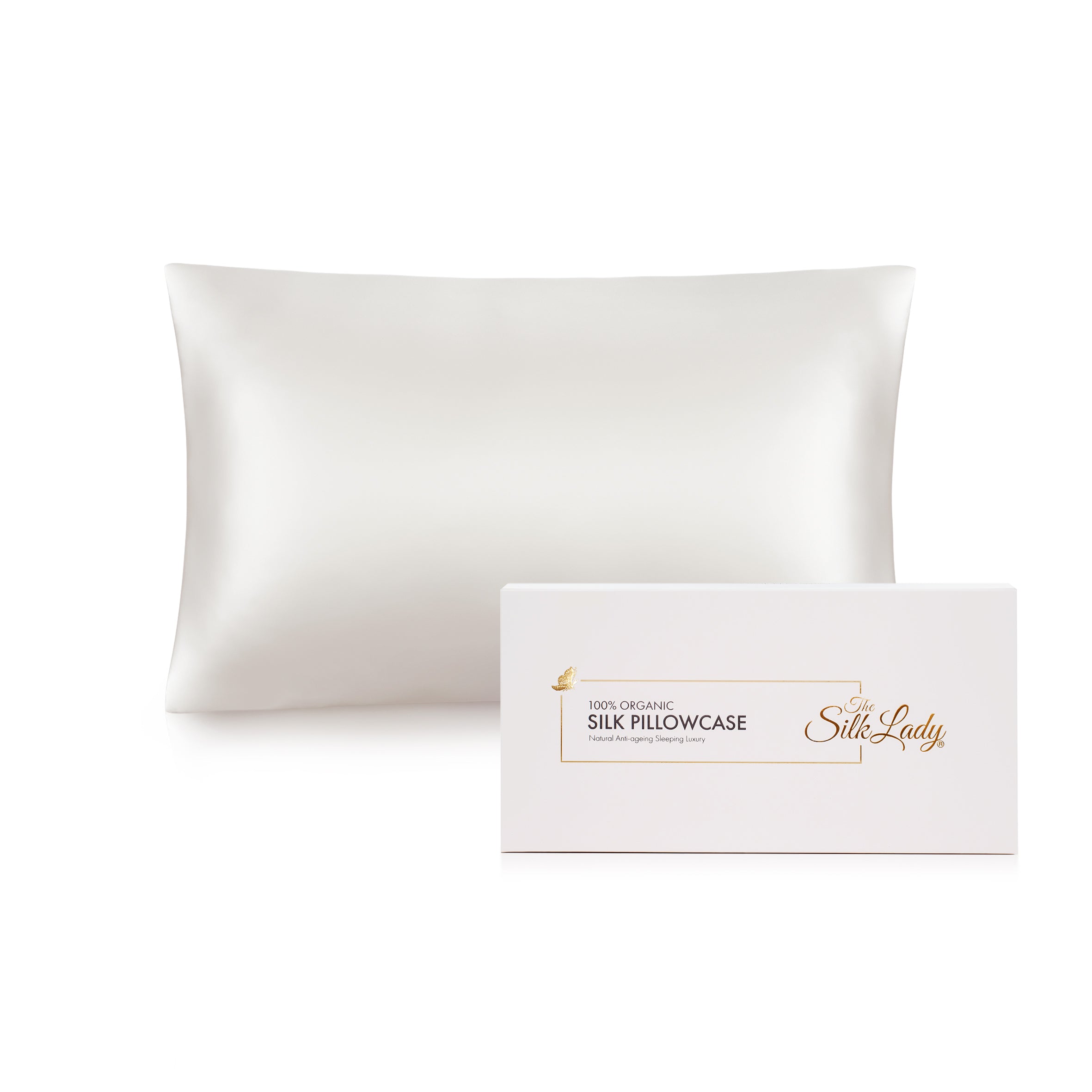 Organic Silk Pillowcase 19 Momme- Ivory White