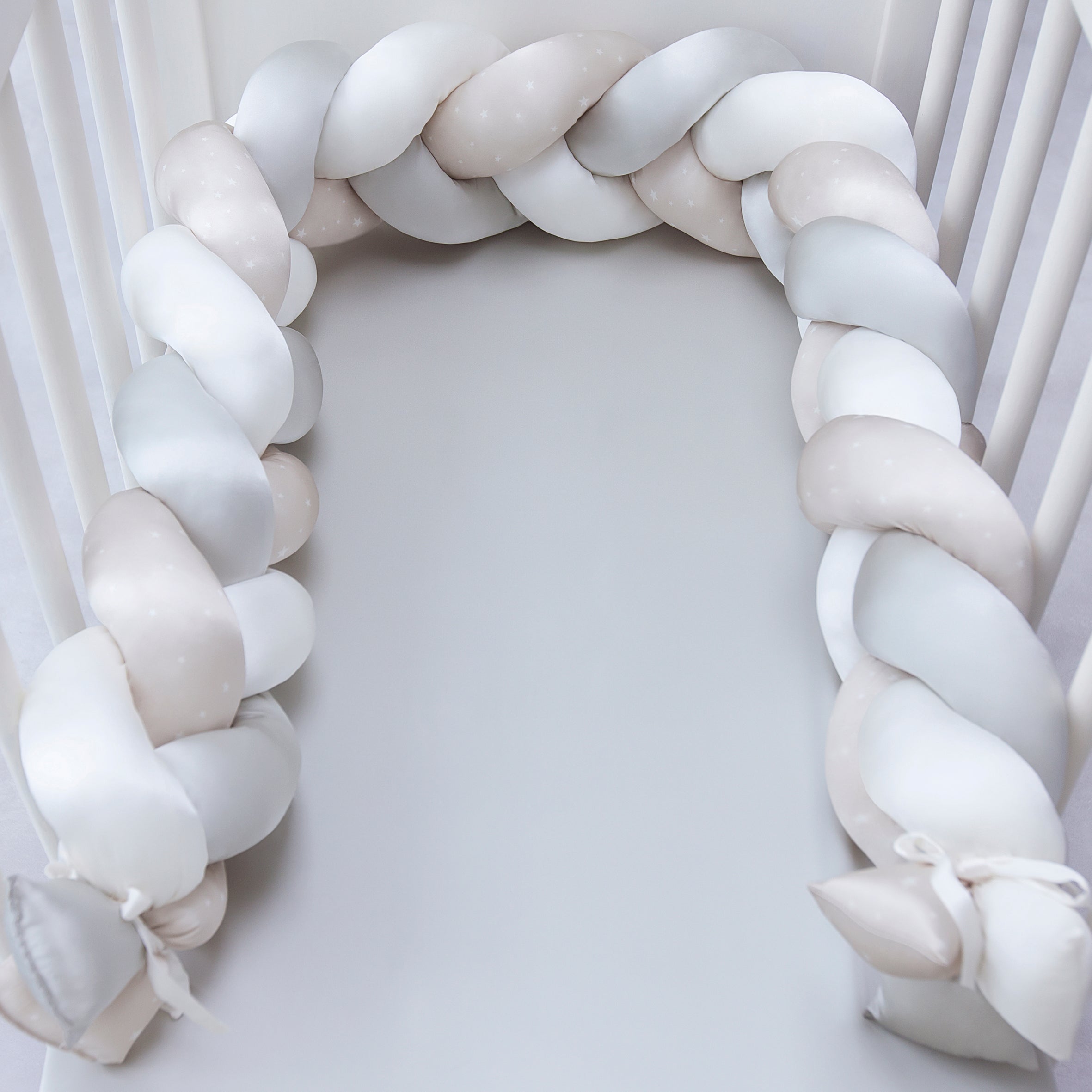 Silk Baby Cot Bumper - Natural Grey