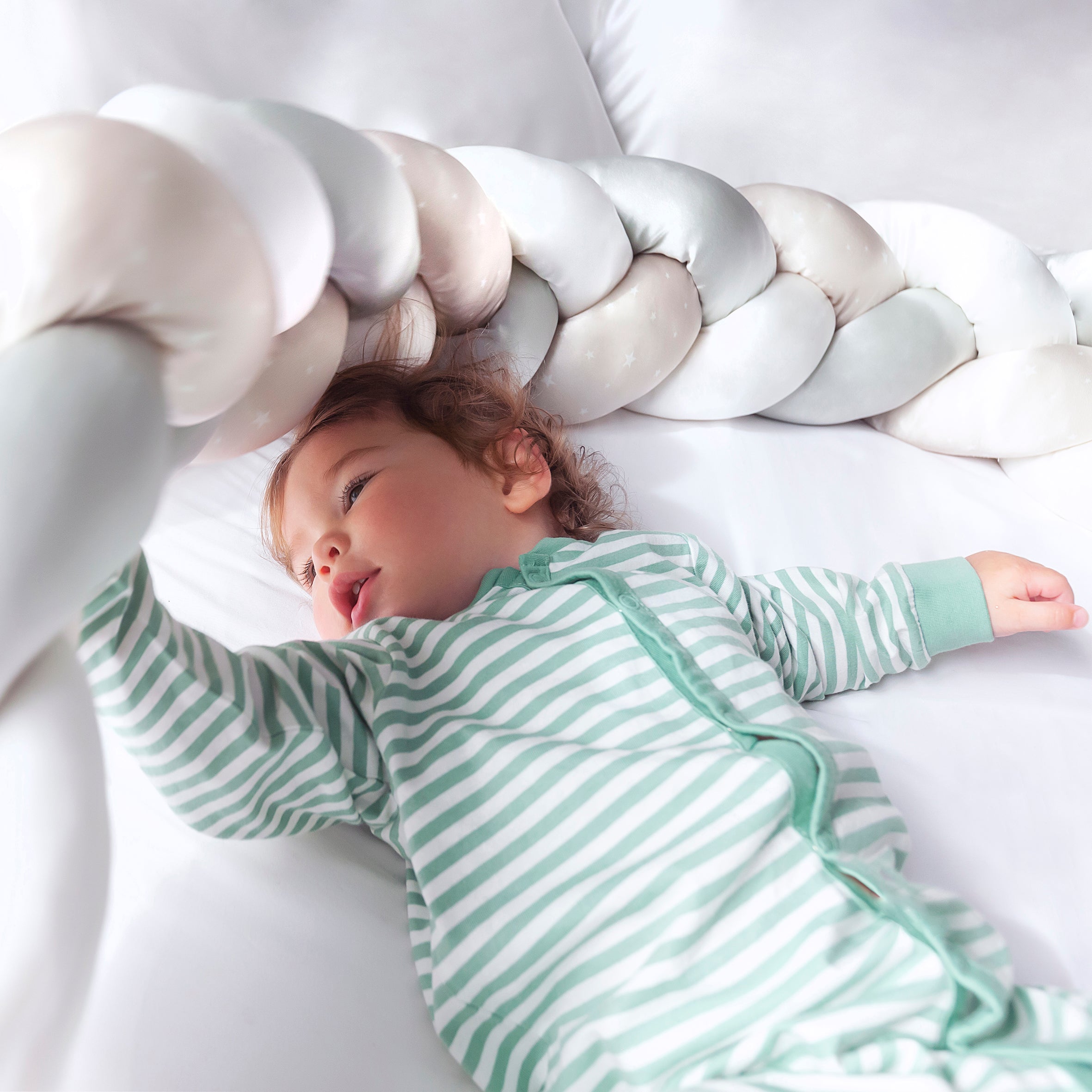 Silk Baby Cot Bumper - Natural Grey