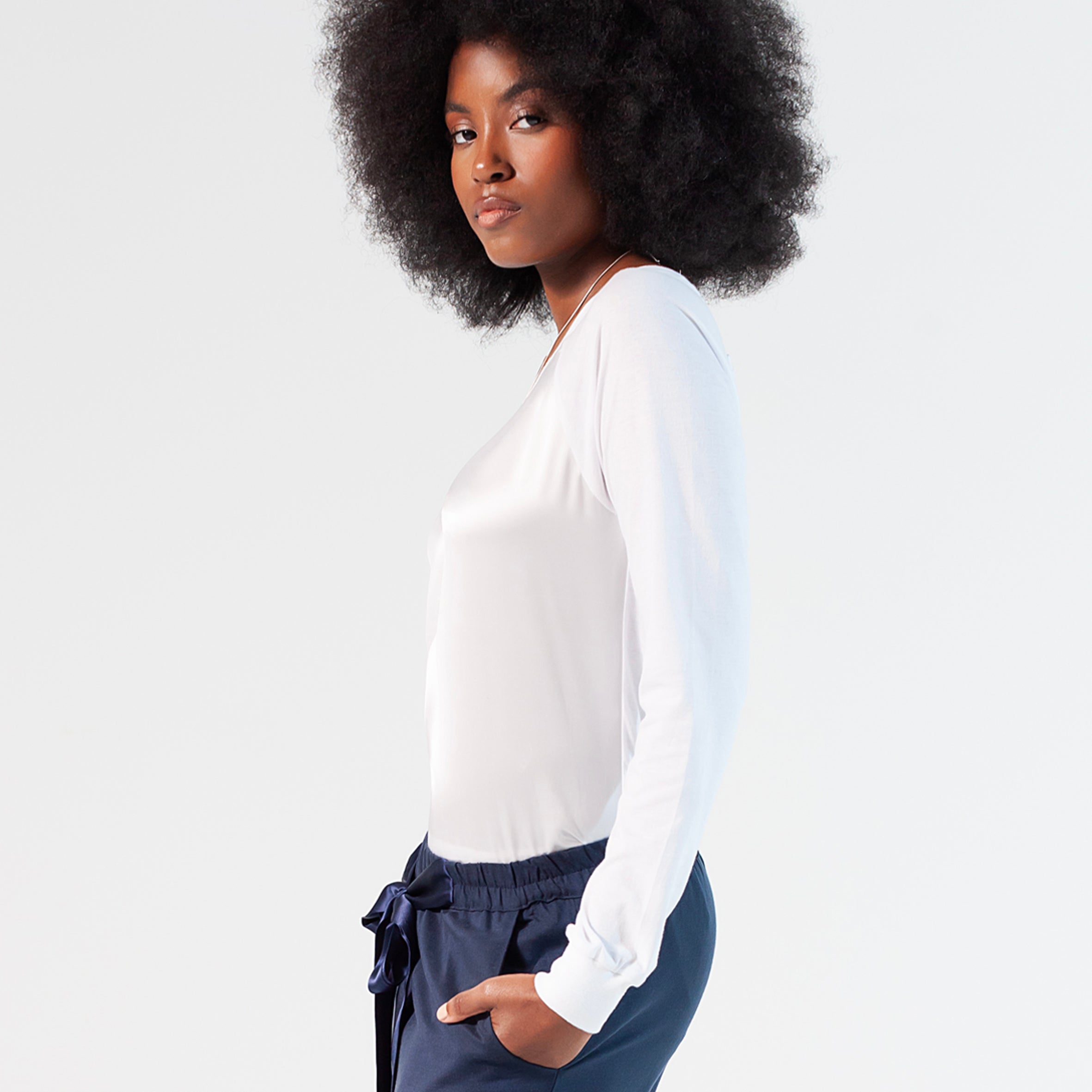 Ladies Silk Long Sleeved T-shirt