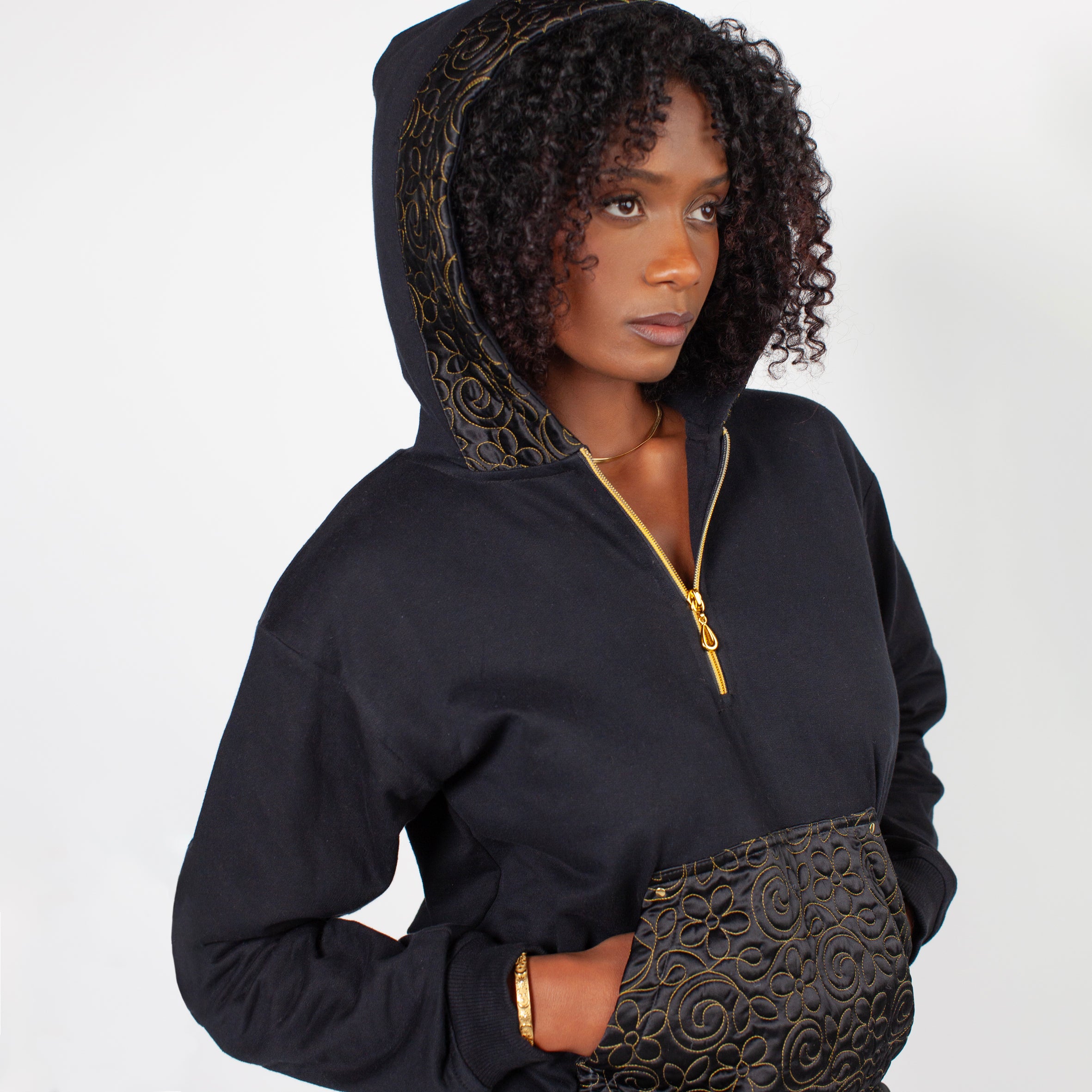 Ladies Silk & Cotton Tracksuit Black