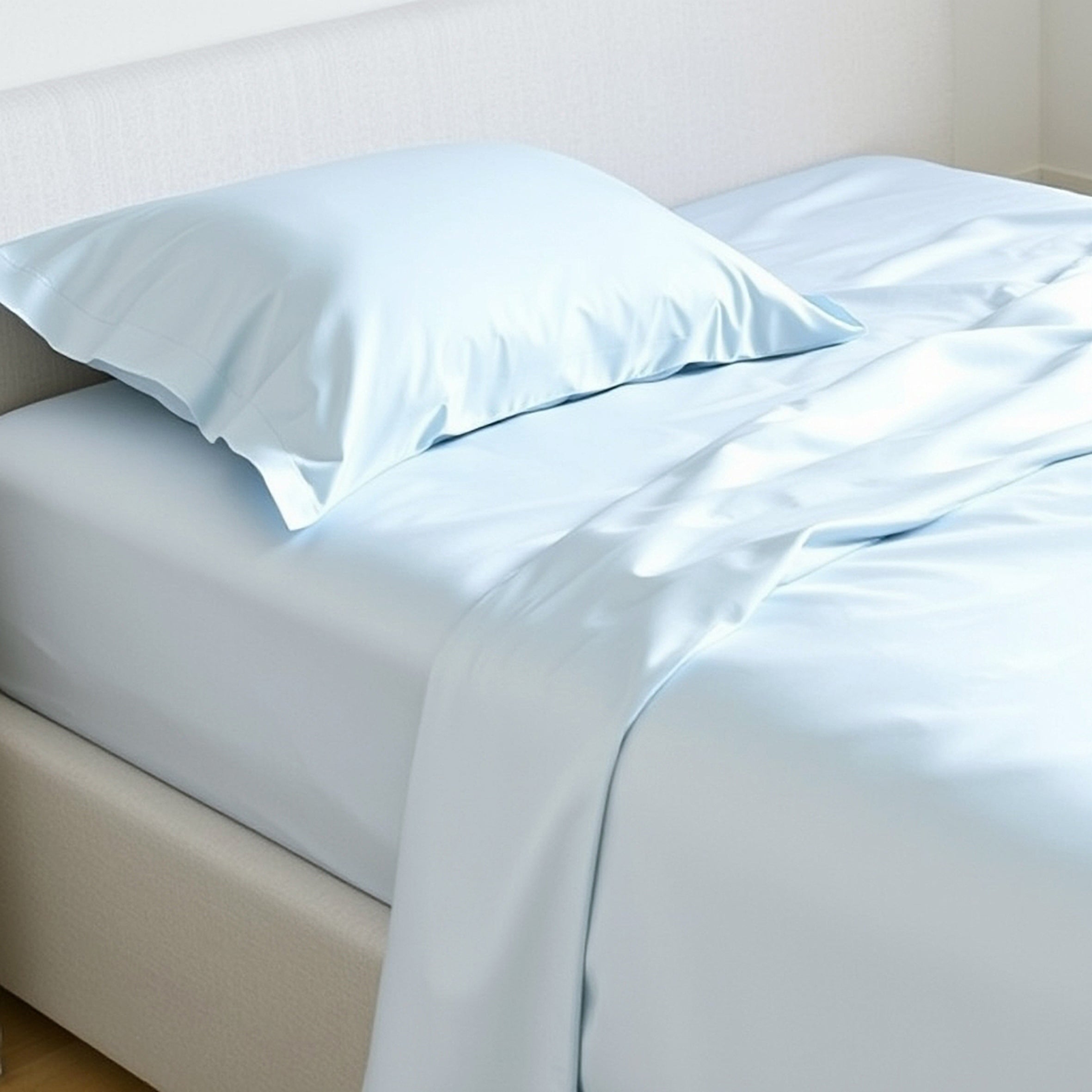 Pure Silk Fitted Sheet - Ice Blue