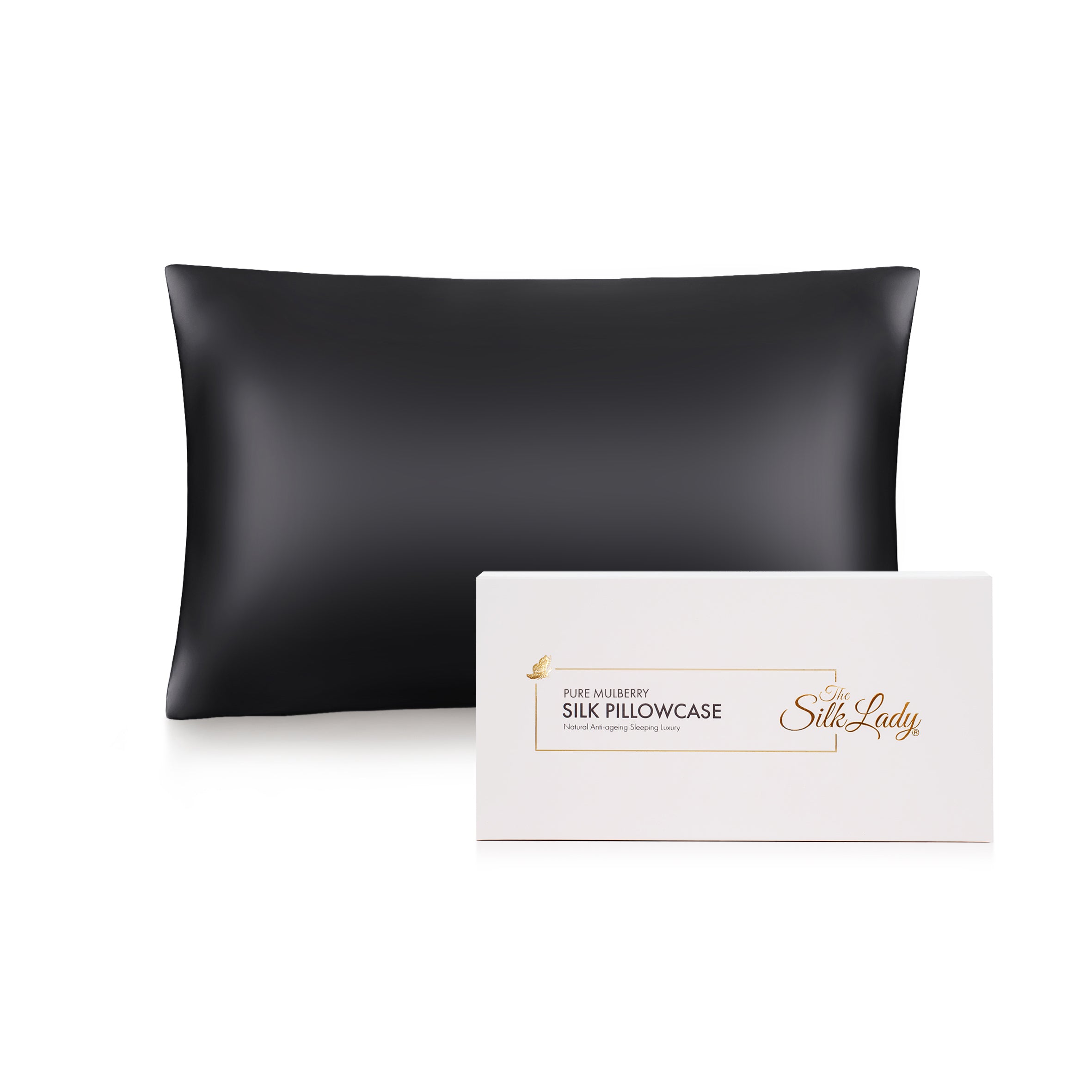 Pure Silk Pillowcase 22 Momme - Moody Black