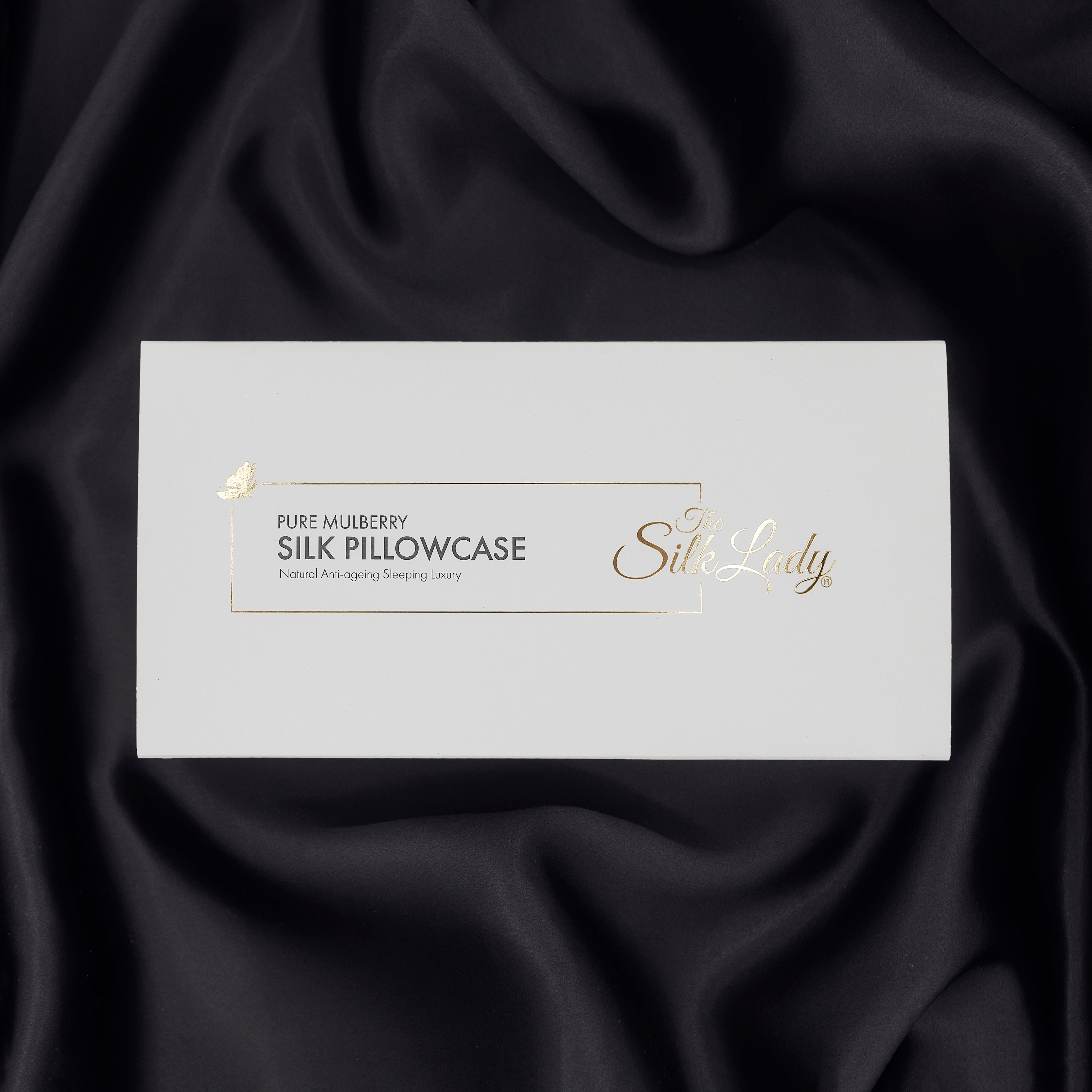 Pure Silk Pillowcase 22 Momme - Moody Black