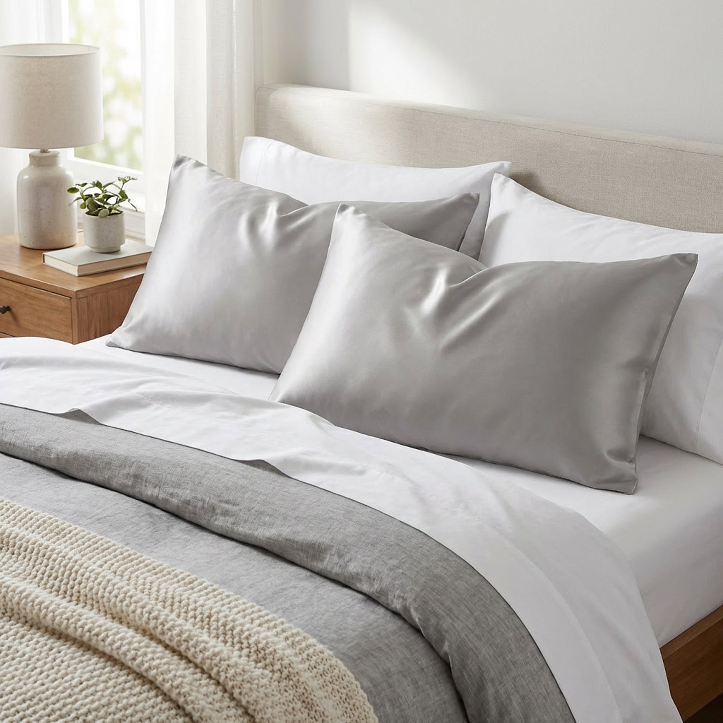 Pure Silk Pillowcase 22 Momme - Dove Grey
