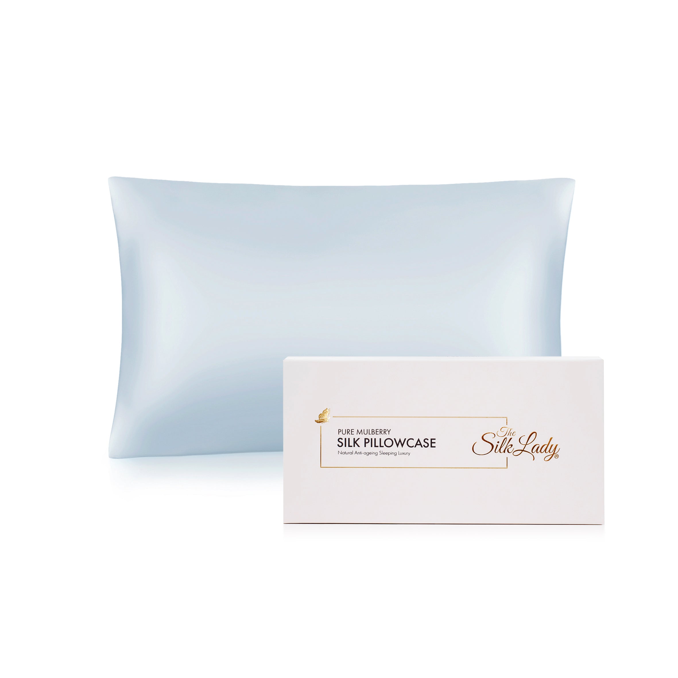 Pure Silk Pillowcase 22 Momme - Ice Blue