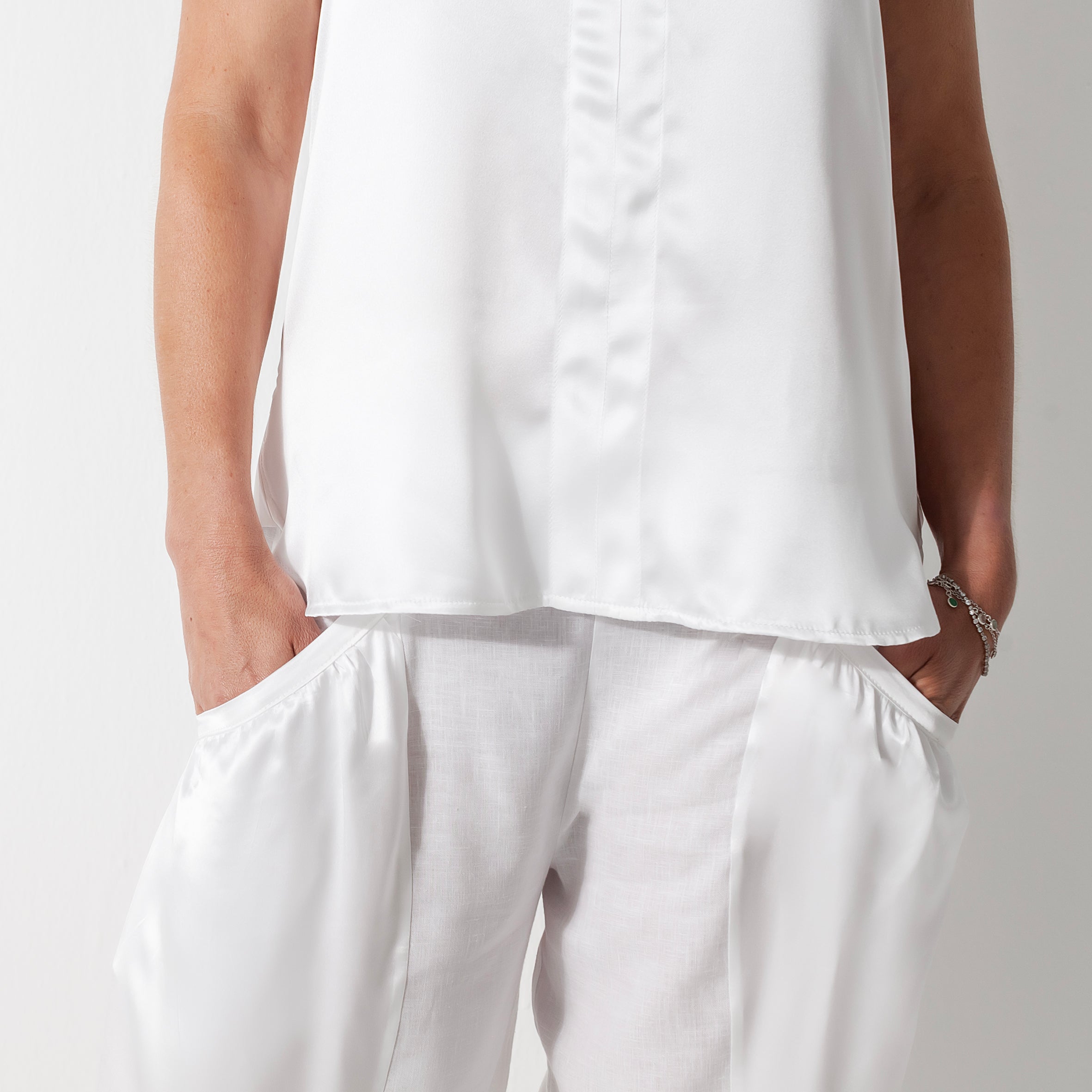 Ladies Silk Sleeveless Blouse - Snow White