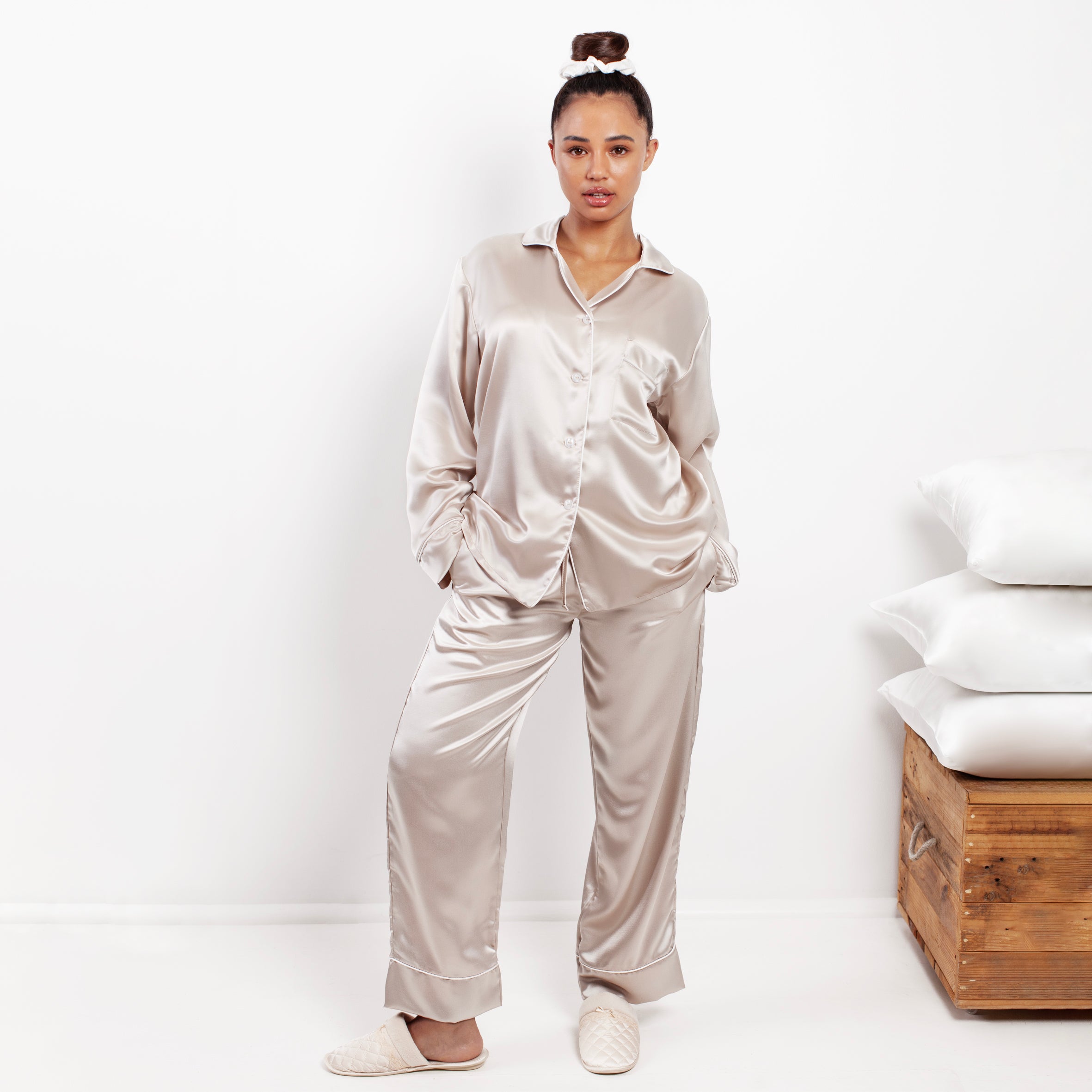 Ladies Sleeping Long PJ's - Champagne