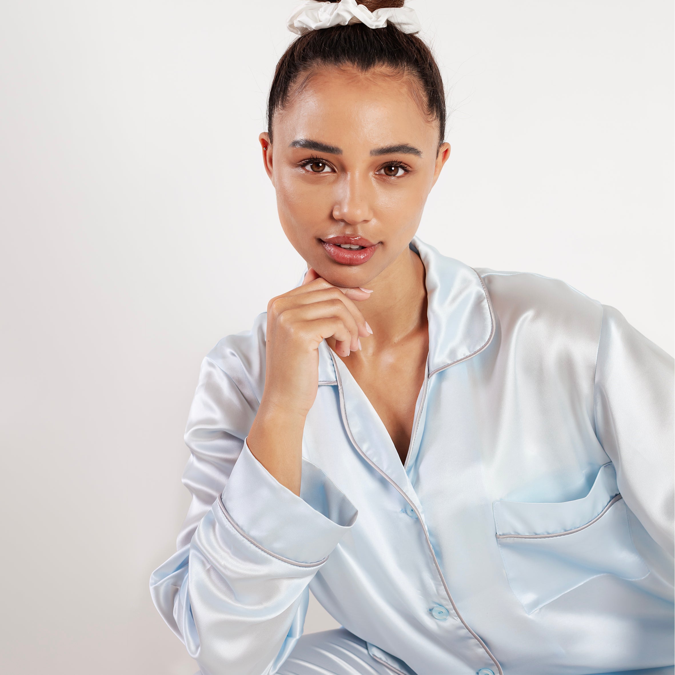 Ladies Sleeping Long PJ's - Ice Blue