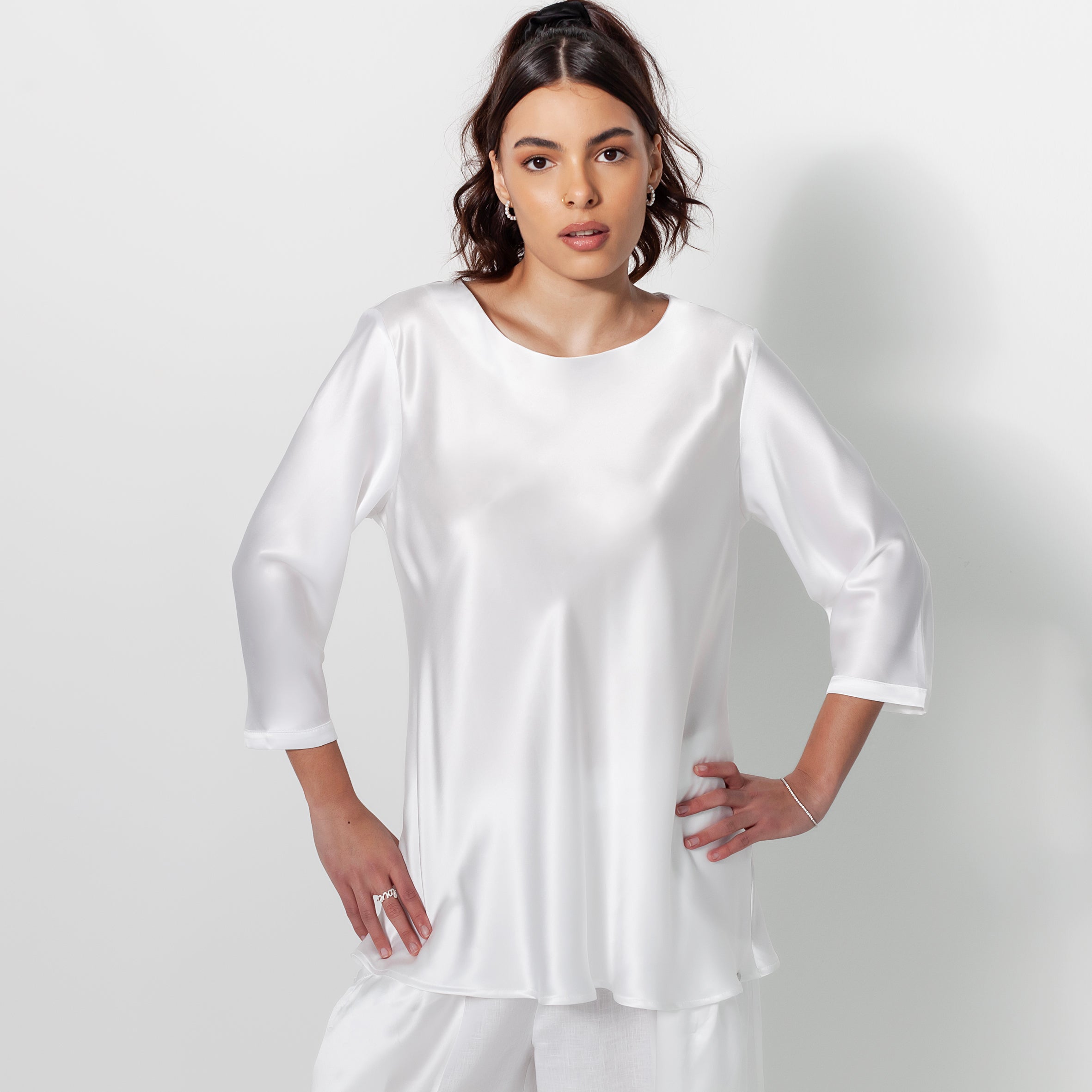 Ladies Silk Blouse - Snow White