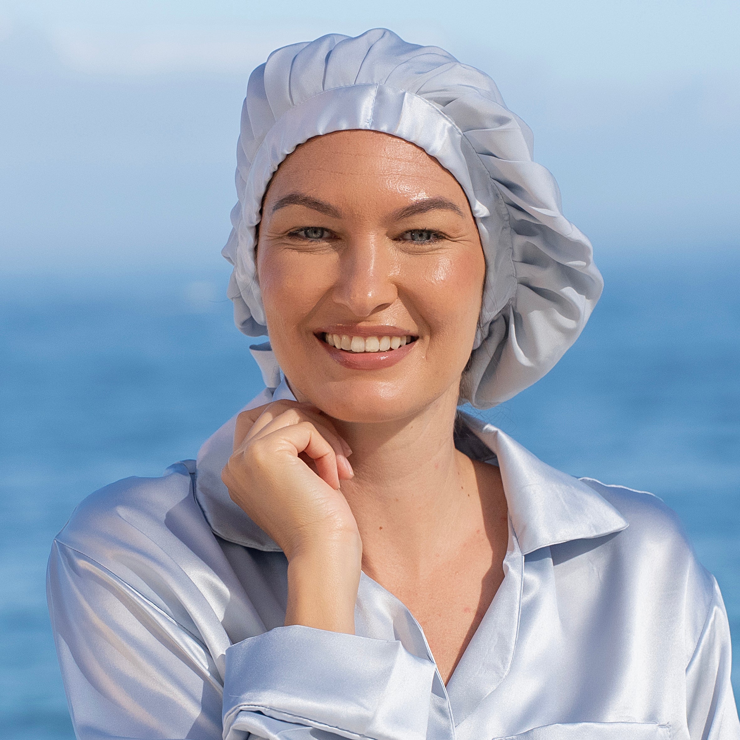 Pure Silk Bonnet - Sky Blue