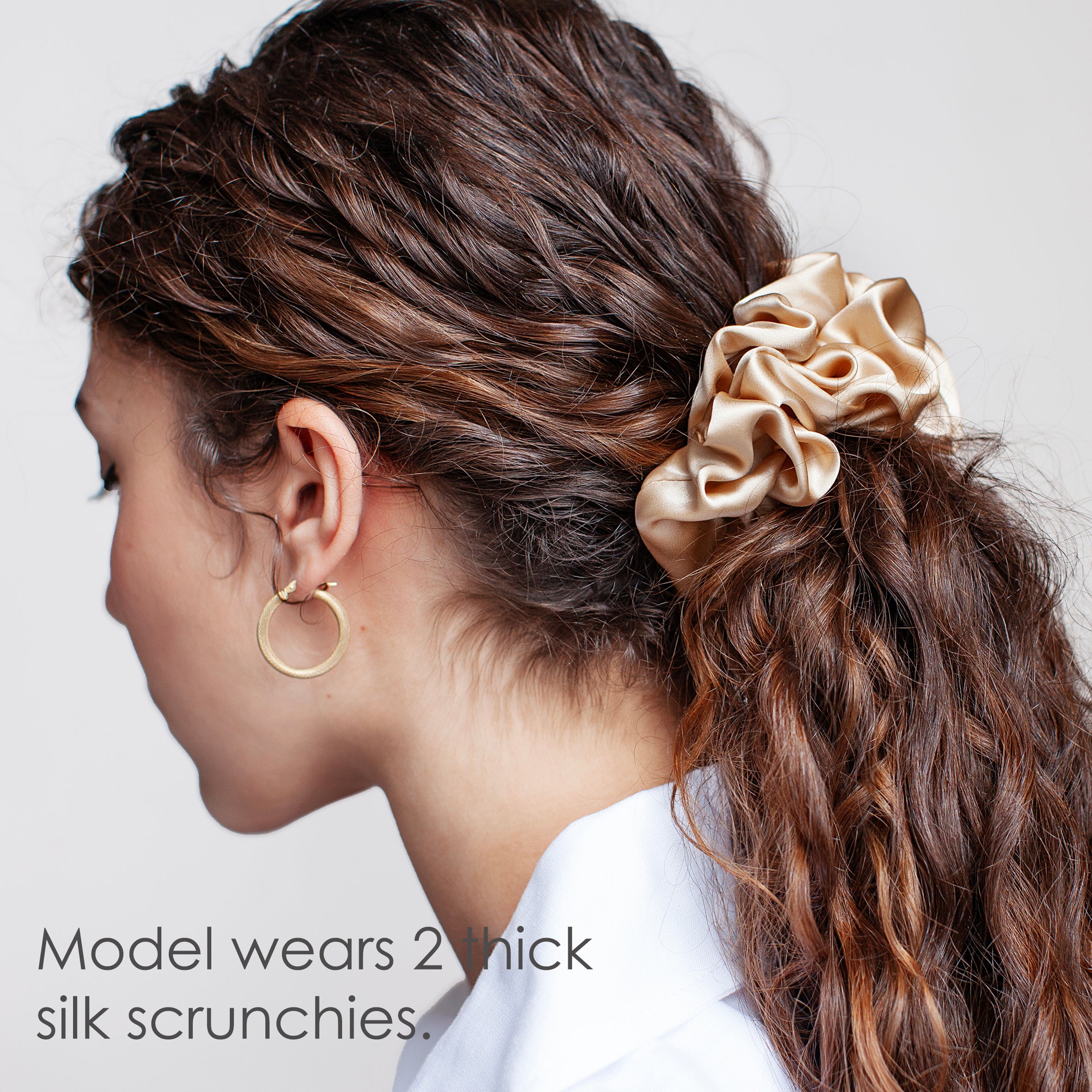 Chocolate Thick Silk Scrunchies Collection