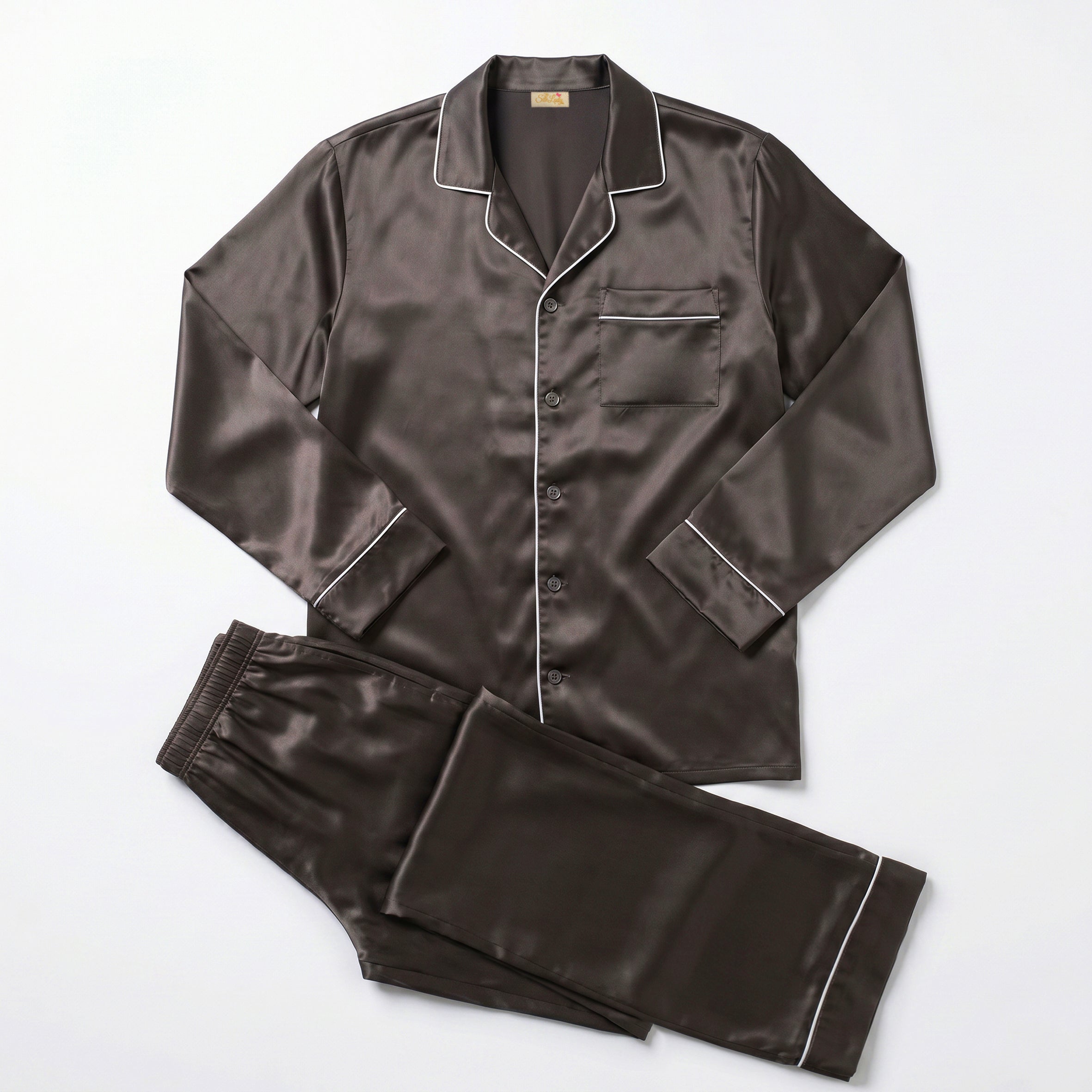 Gentleman Silk Long PJ's - Chocolate