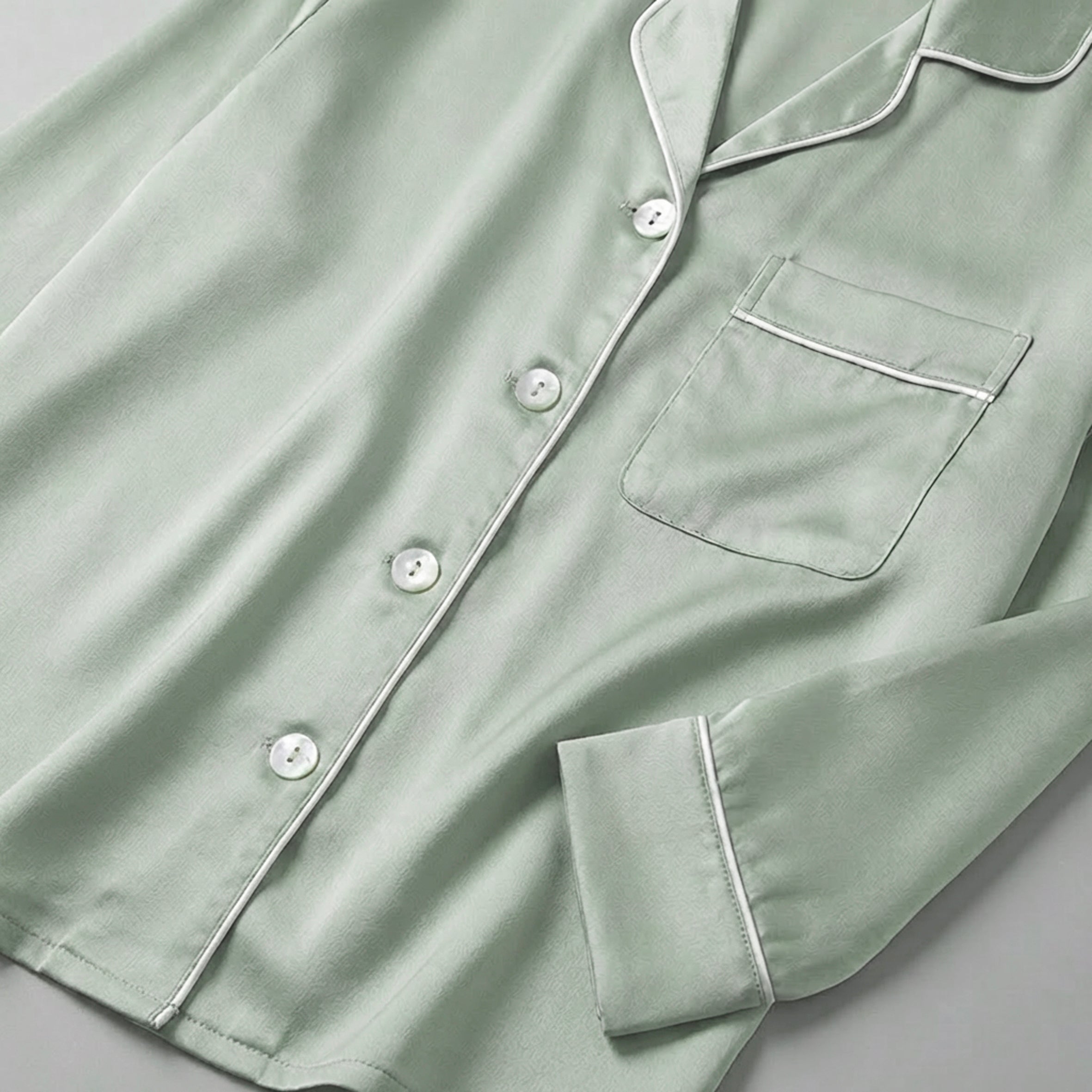 Ladies Pure Silk Long PJ's - Pastel Sage
