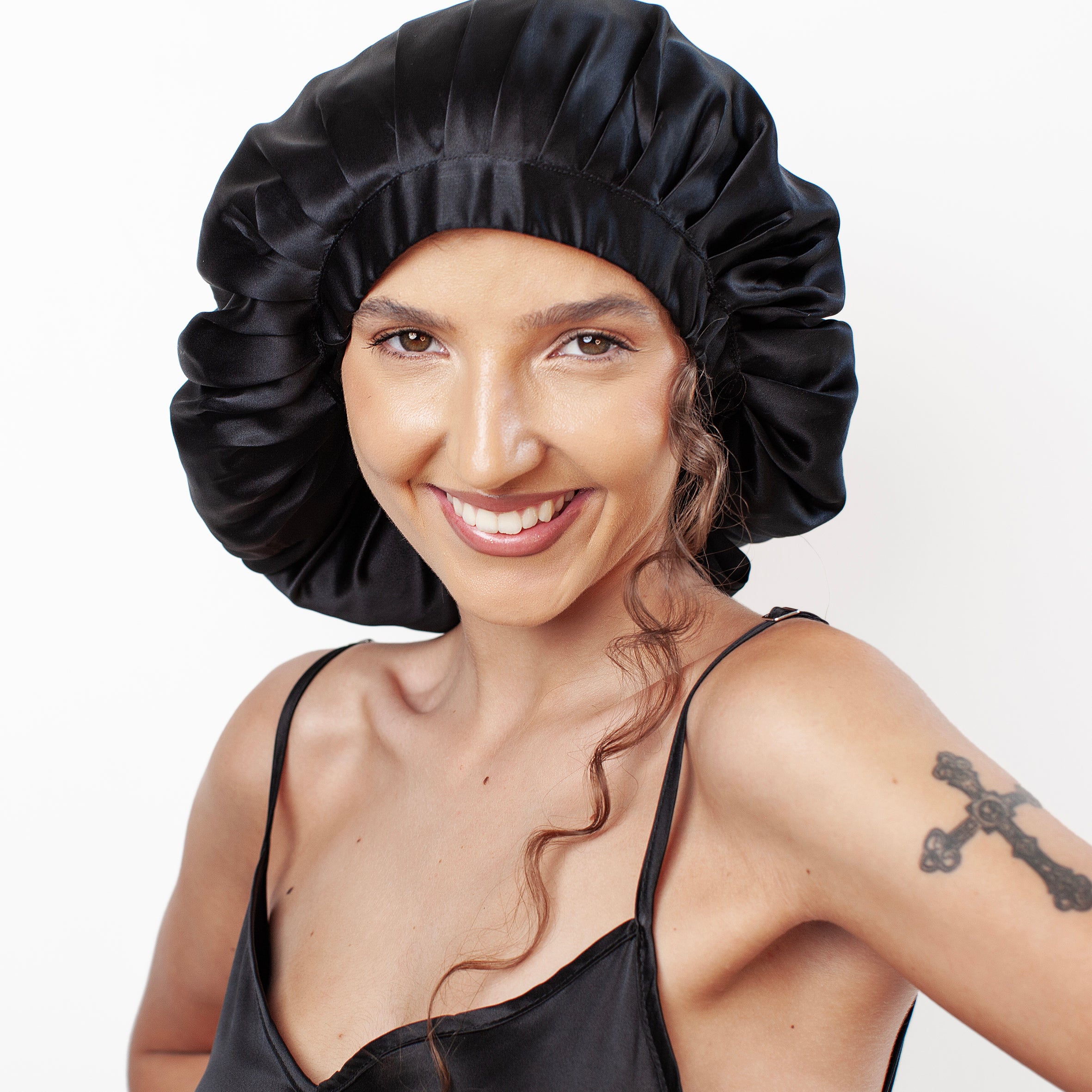 Pure Silk Bonnets Oversized- Moody Black