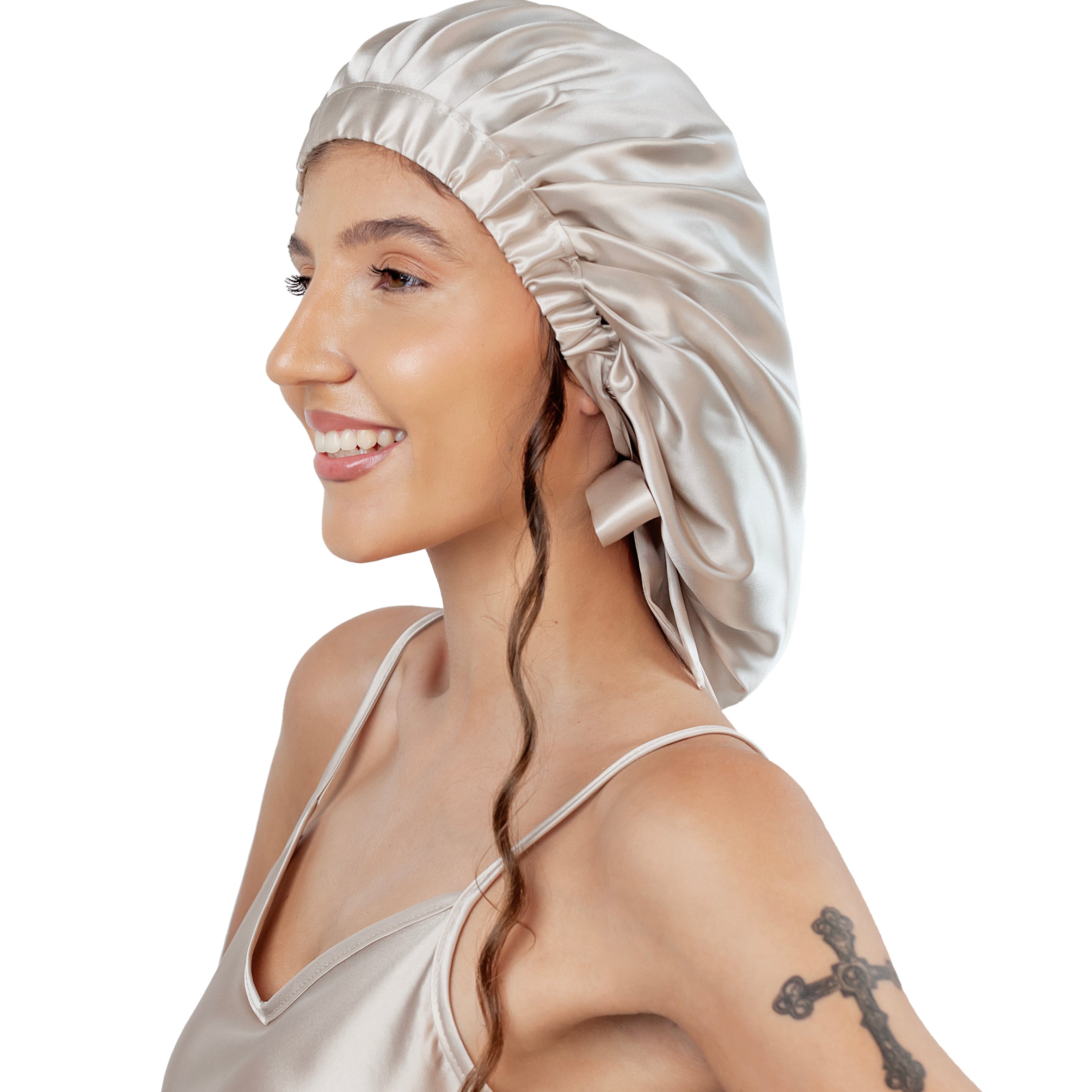 Pure Silk Bonnets Oversized- Champagne