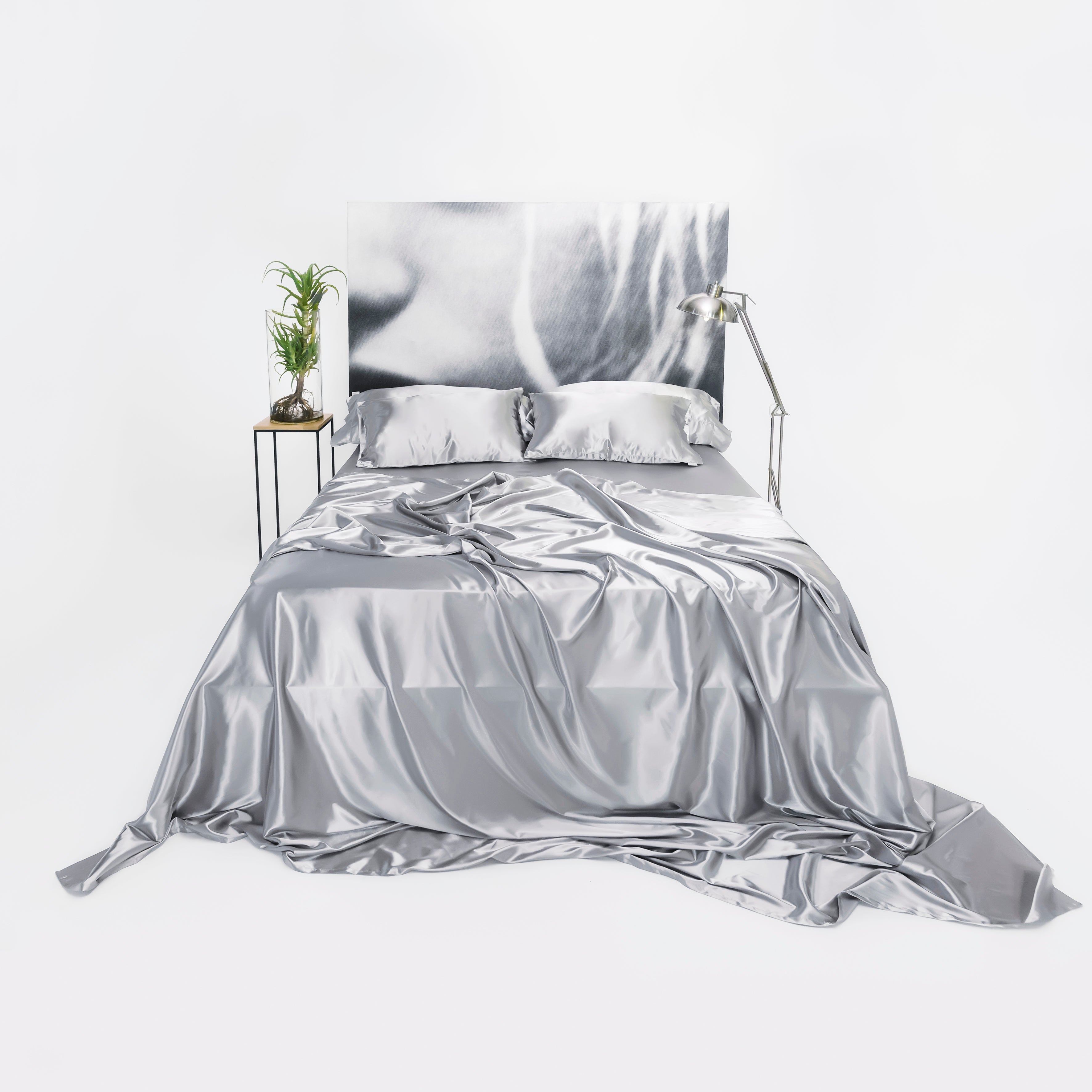Pure Silk Flat Sheet - Dove Grey