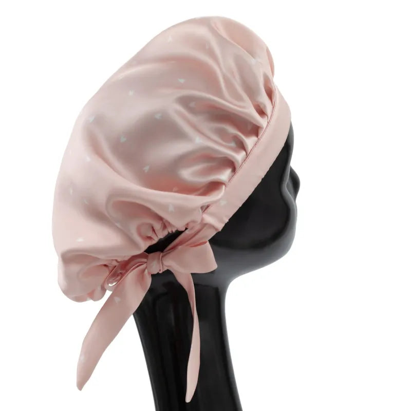Pure Silk Bonnets - Pink Hearts