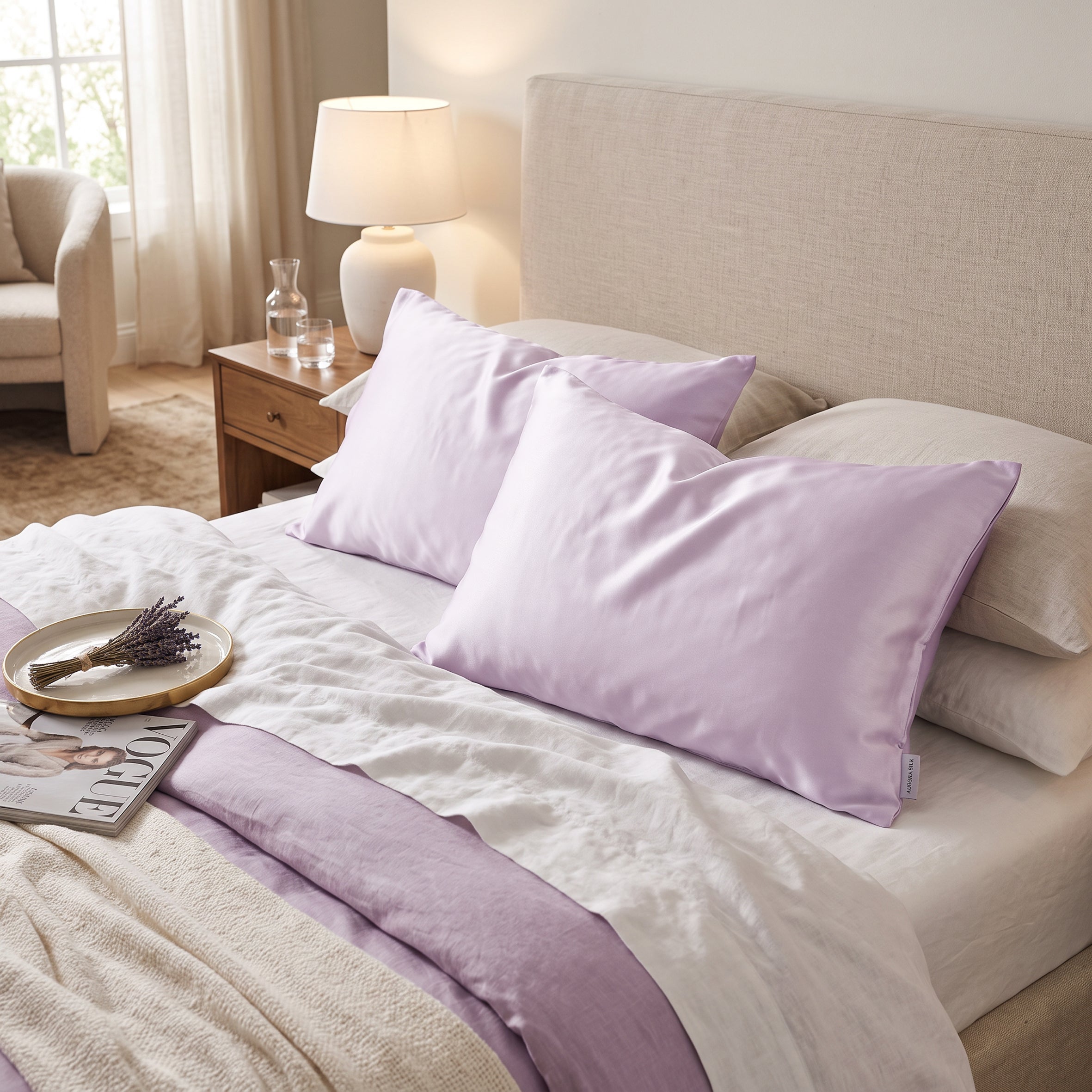 Pure Silk Pillowcase 22 Momme - Lilac Mist