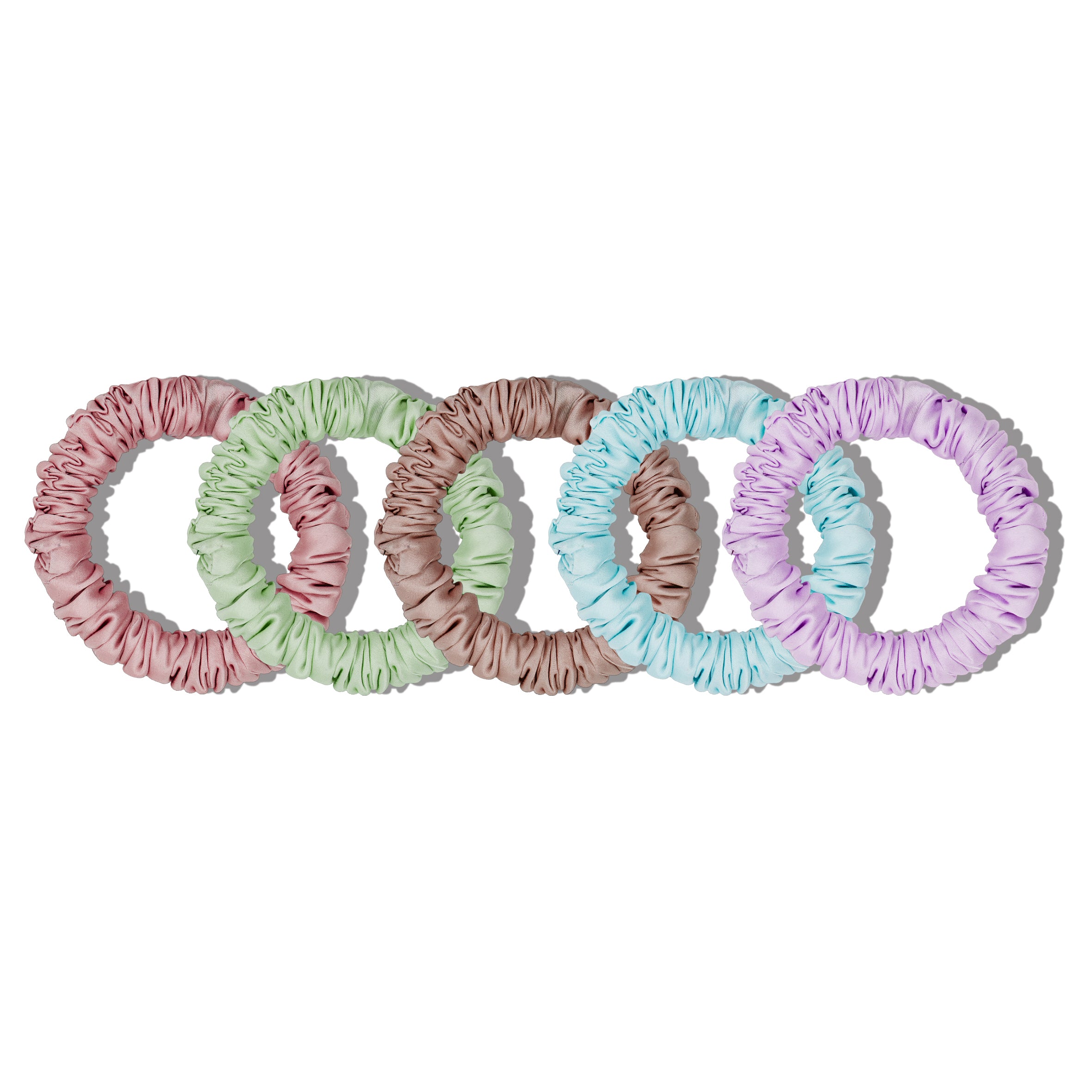 Pastel set silk skinny scrunchies