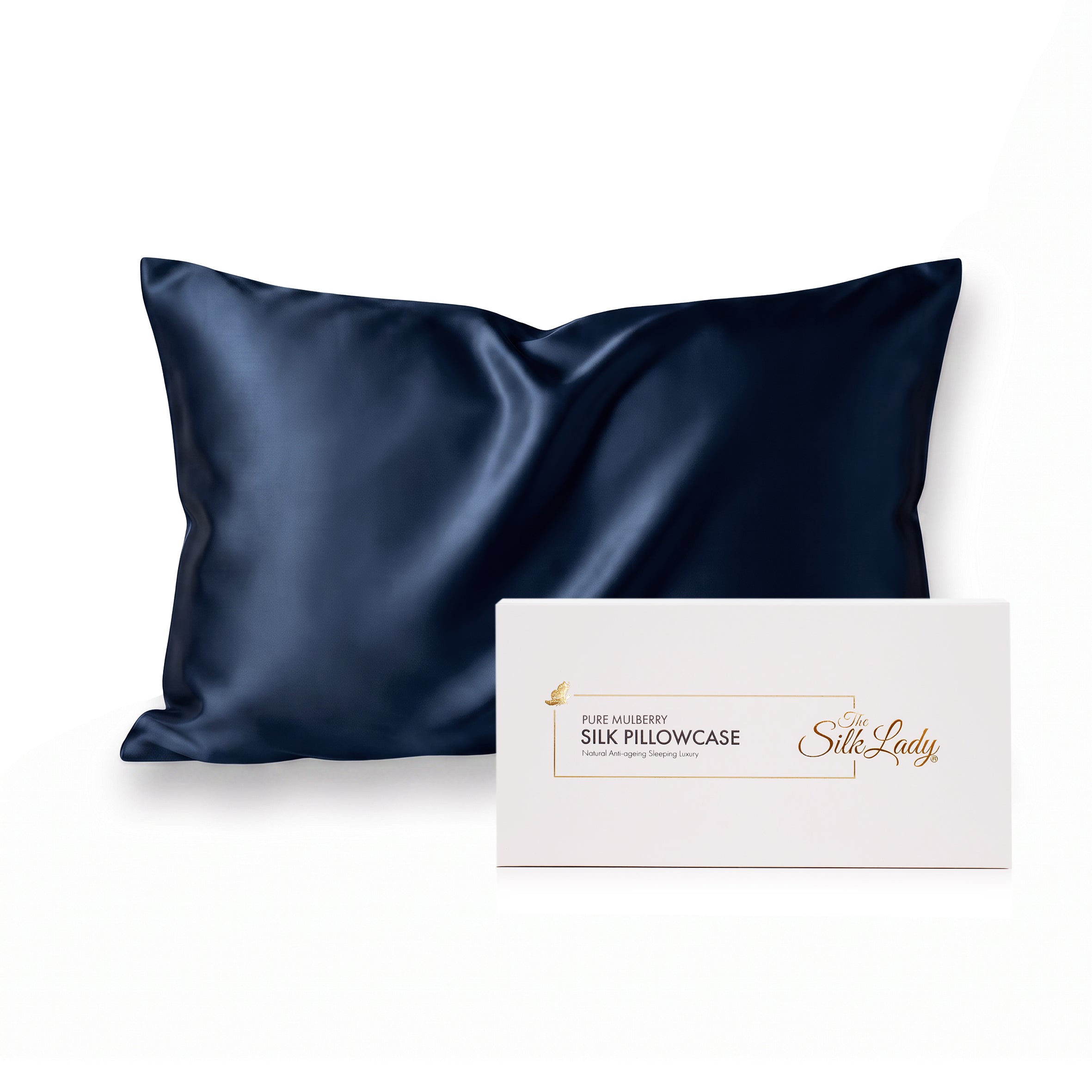Pure Silk Pillowcase 22 Momme - Navy Blue