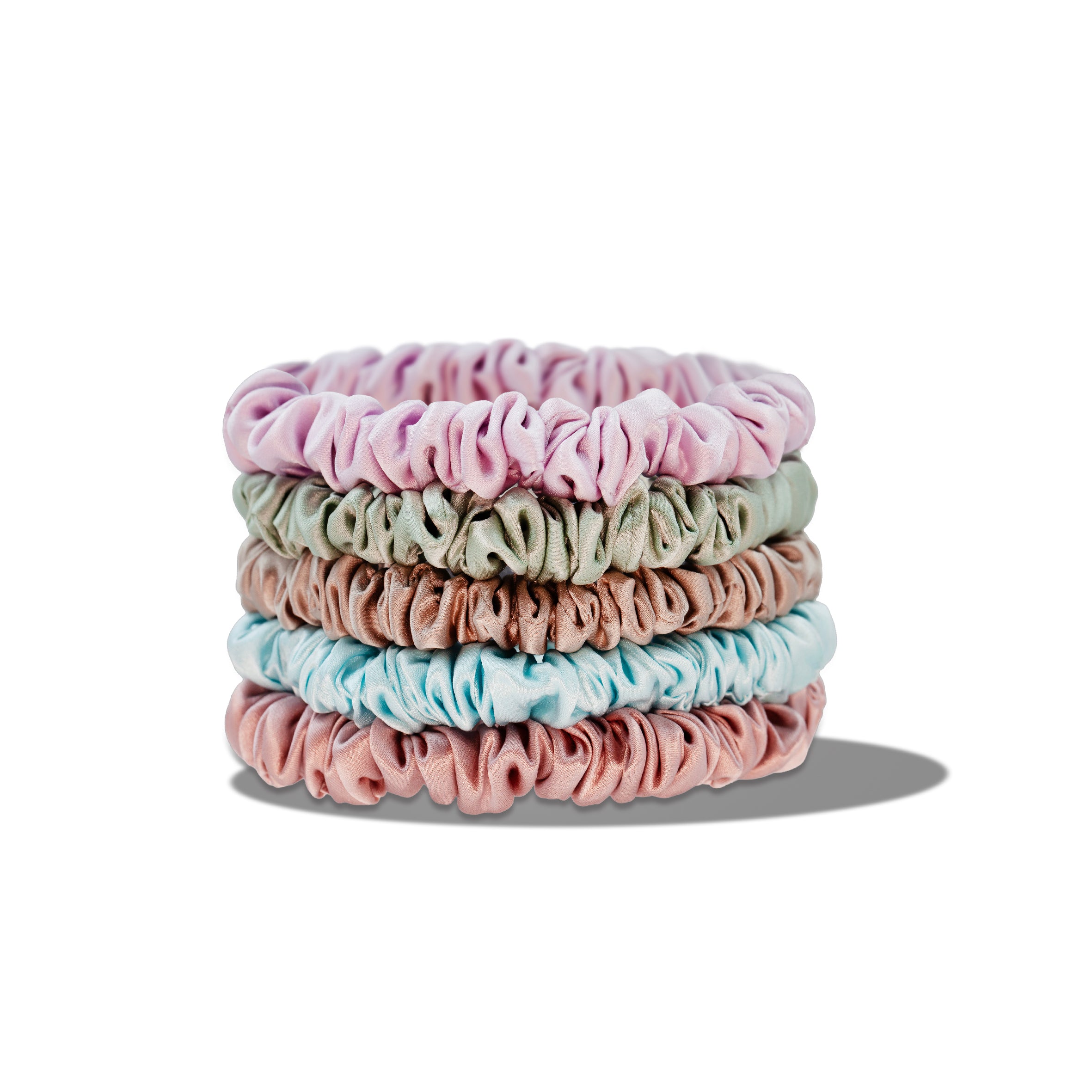 Pastel set silk skinny scrunchies