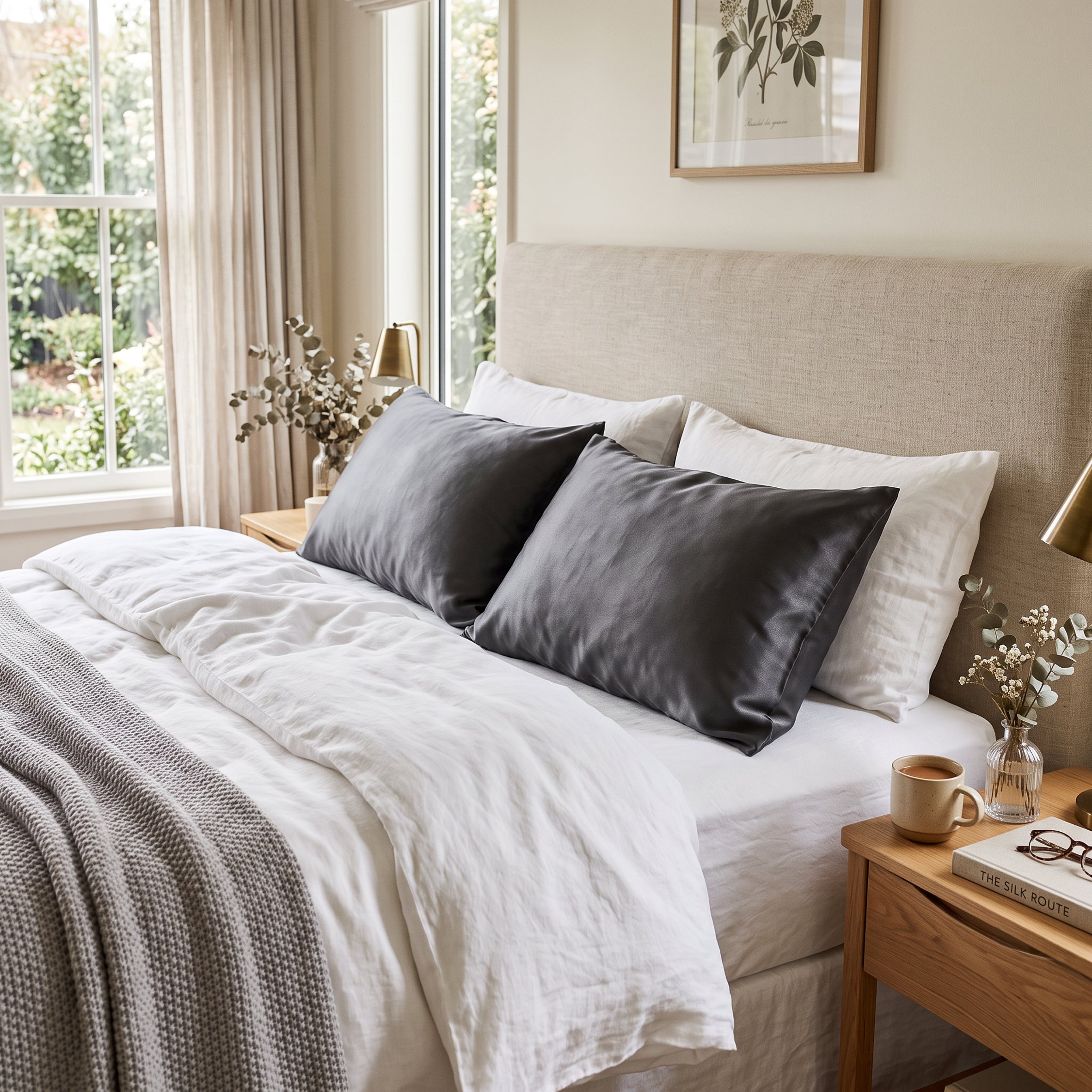 Pure Silk Pillowcase 22 Momme - Charcoal-Grey