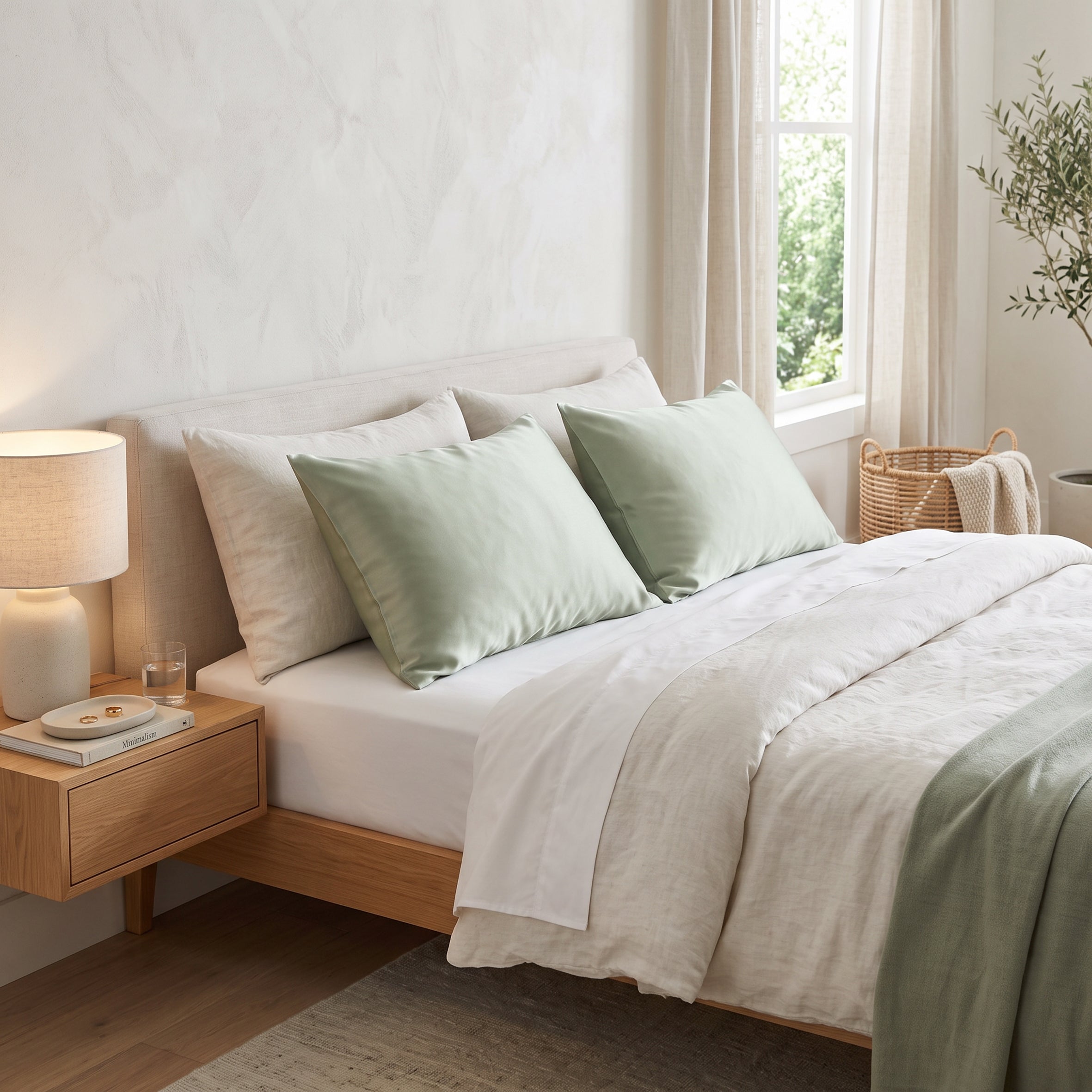 Pure Silk Pillowcase 22 Momme - Pastel Sage