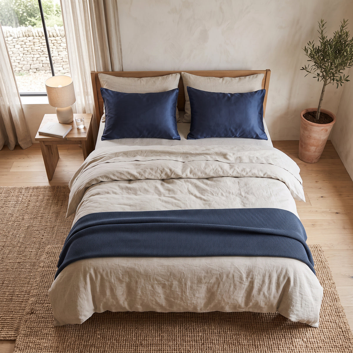 Pure Silk Pillowcase 22 Momme - Navy Blue