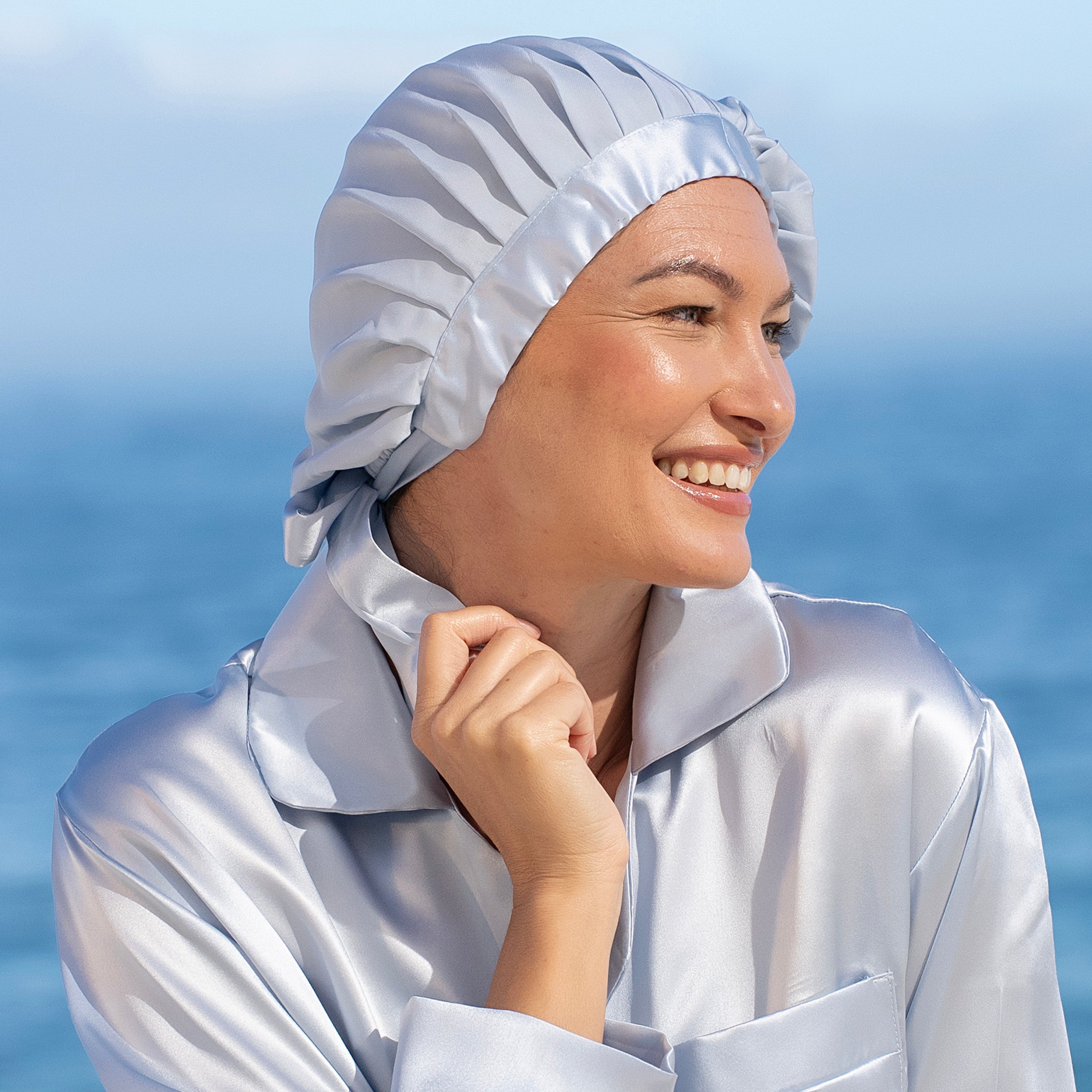 Pure Silk Bonnet - Sky Blue