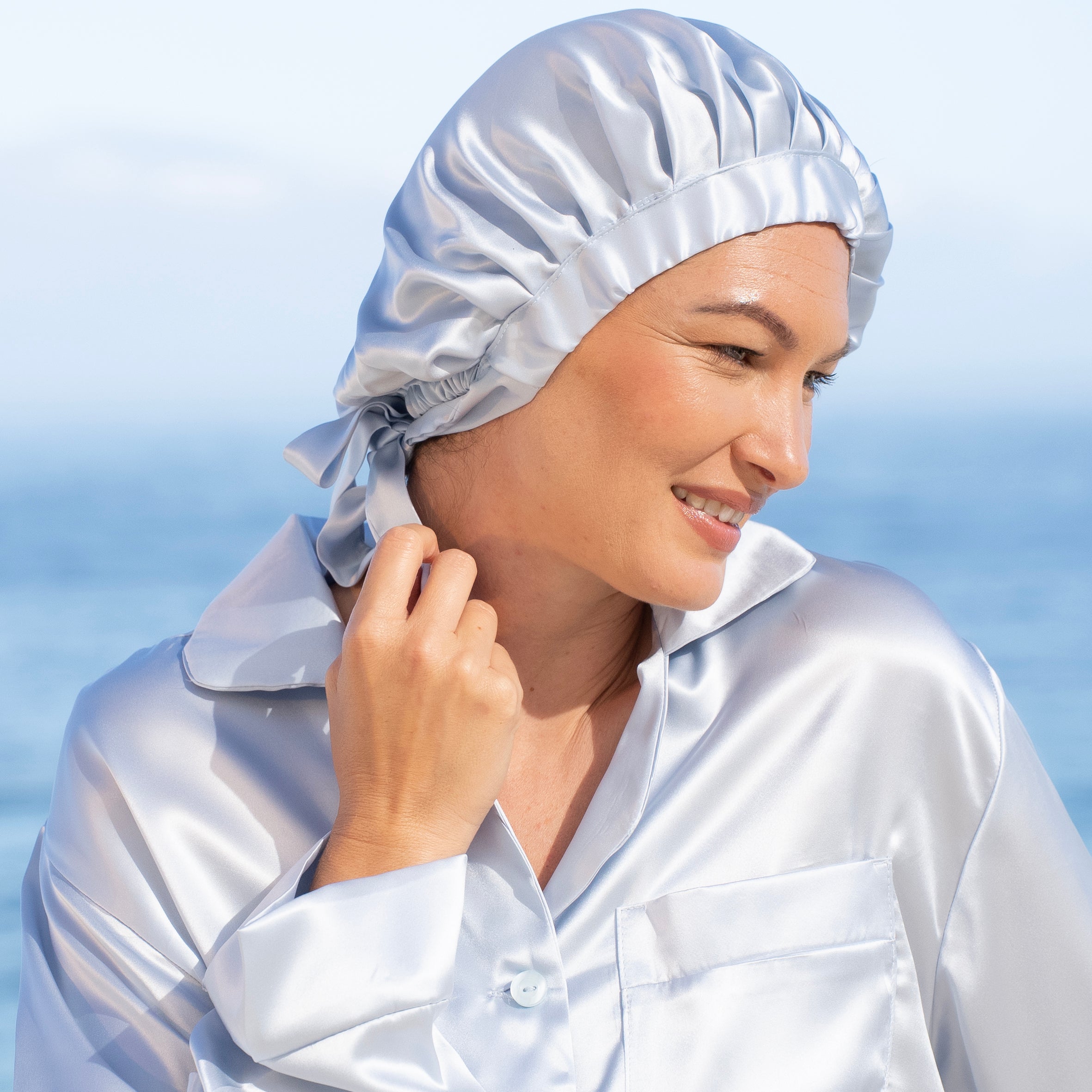 Pure Silk Bonnet - Sky Blue