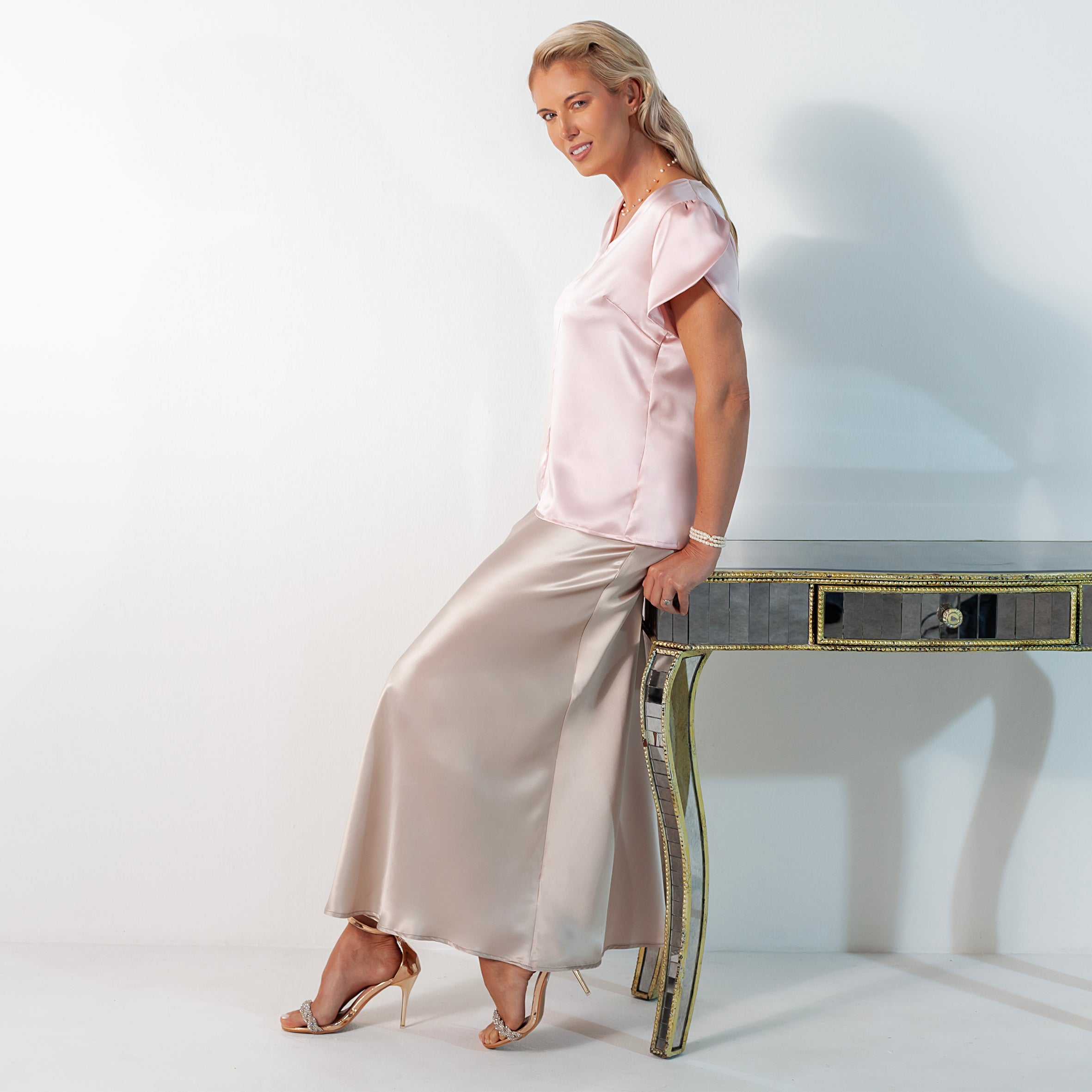 Ladies Silk Tulip Blouse - Pink Dream