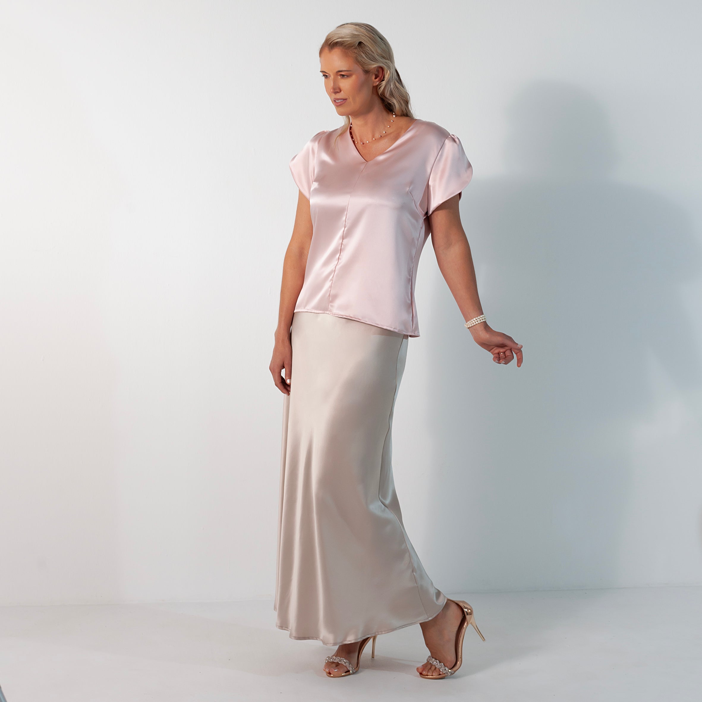 Ladies Silk Tulip Blouse - Pink Dream