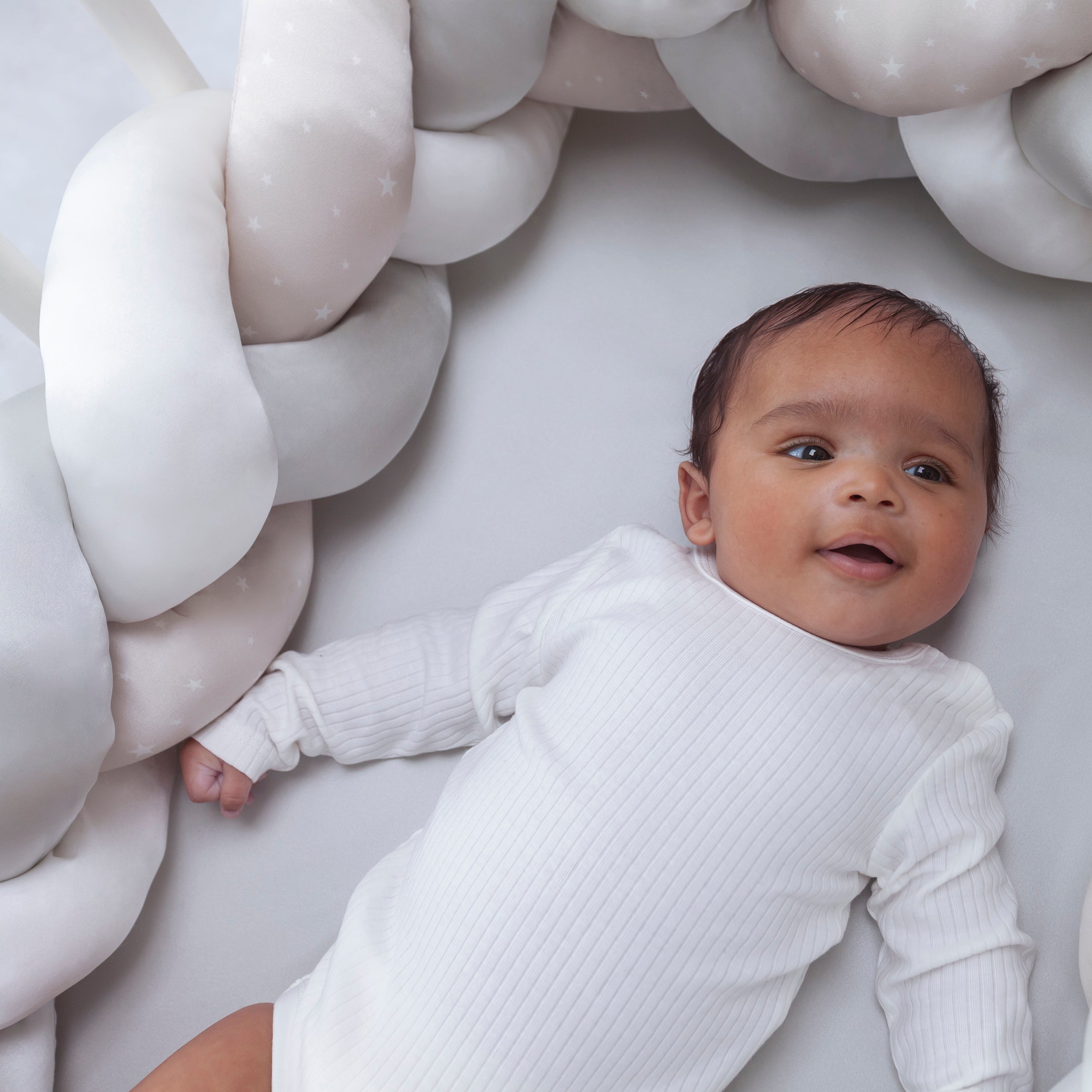 Silk Baby Cot Bumper - Natural Grey