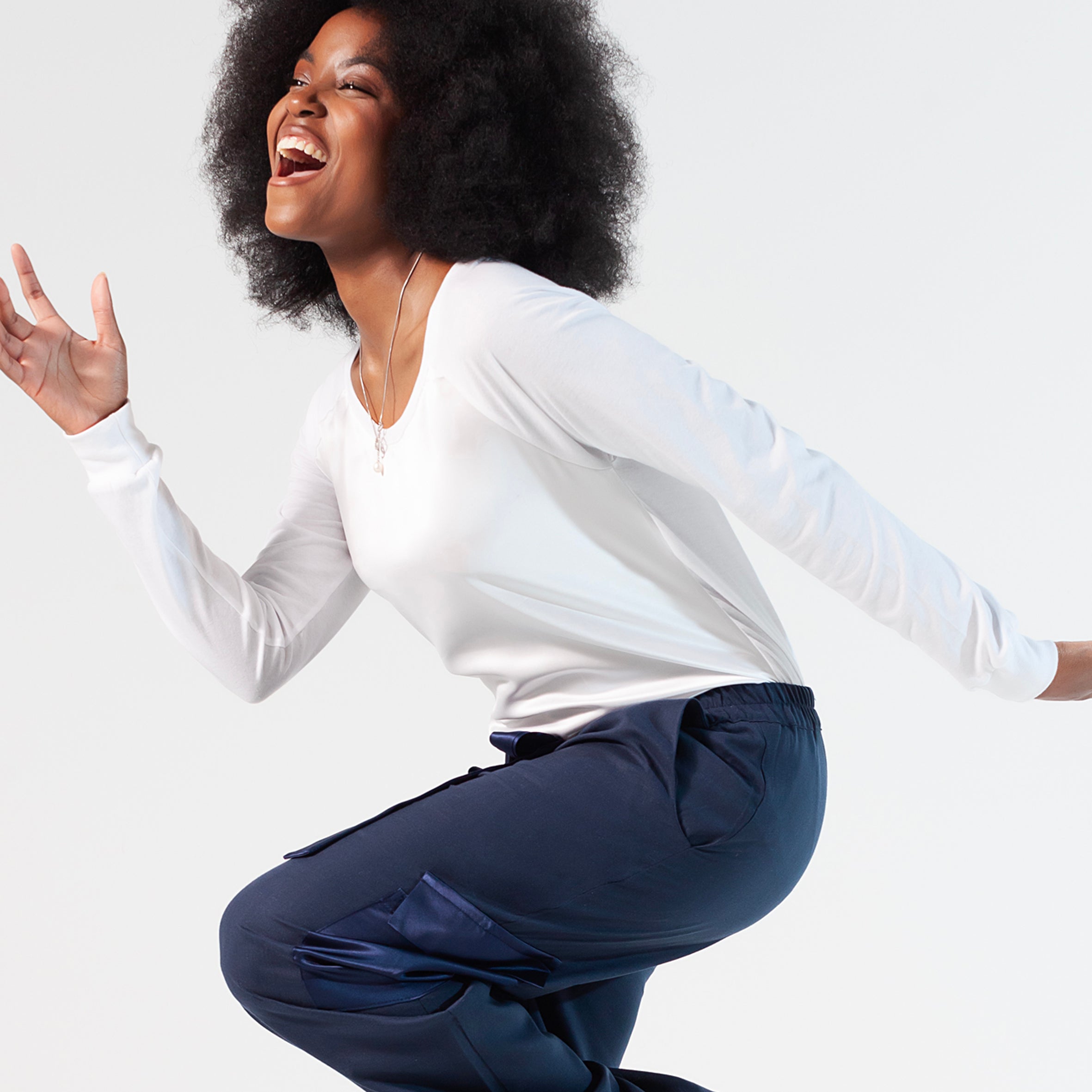 Ladies Silk Long Sleeved T-shirt