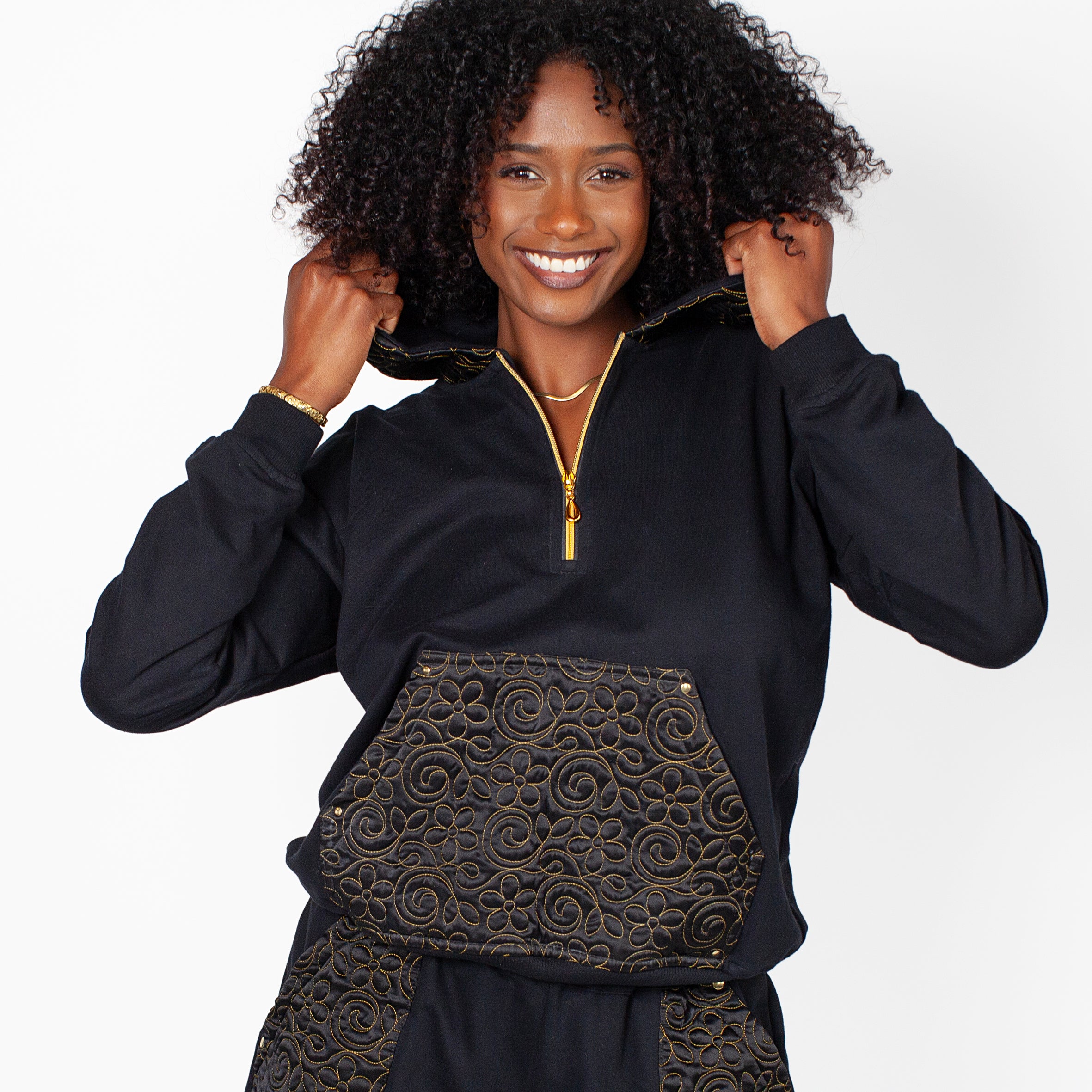 Ladies Silk & Cotton Tracksuit Black